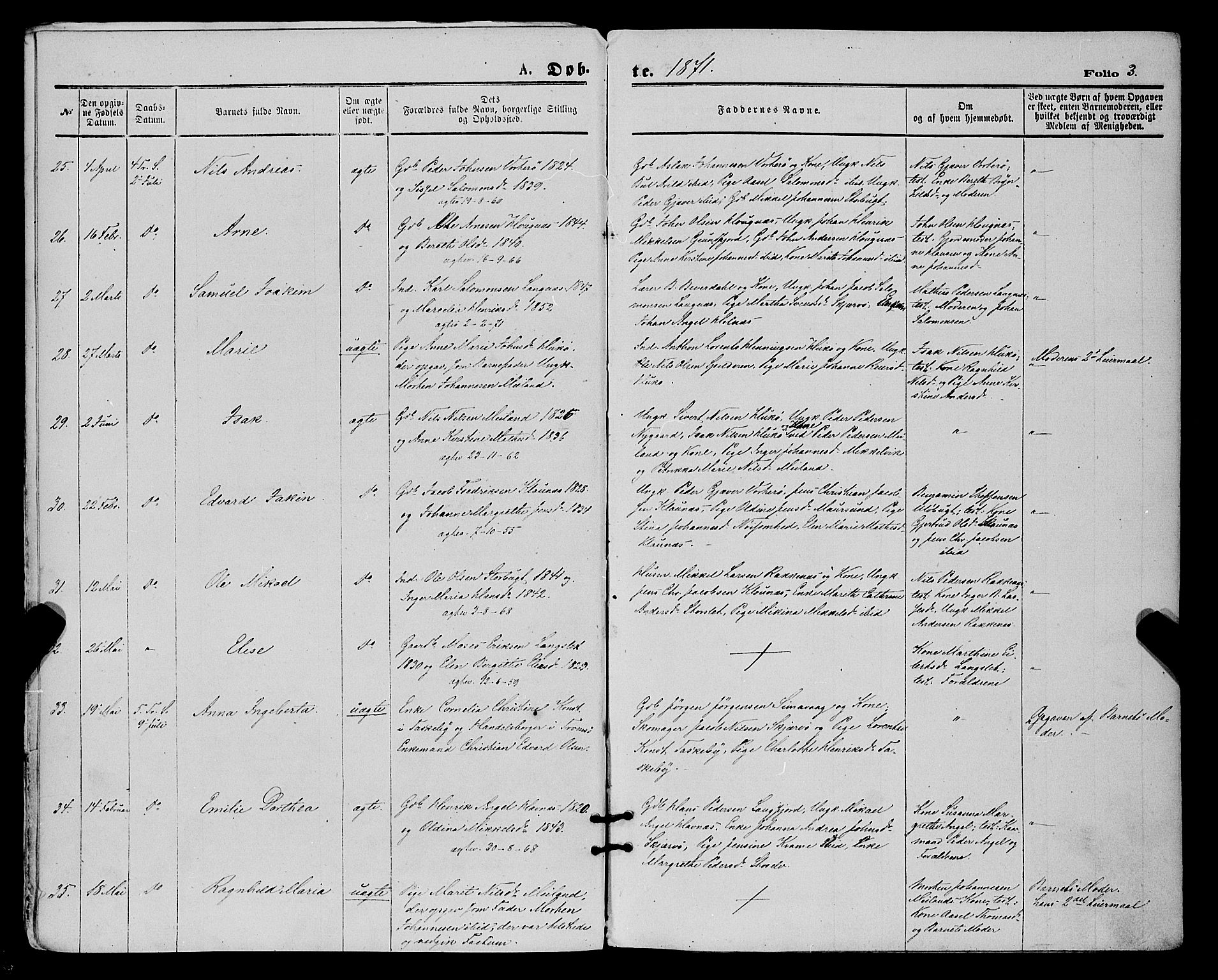 Skjervøy sokneprestkontor, SATØ/S-1300/H/Ha/Haa/L0008kirke: Parish register (official) no. 8, 1871-1877, p. 3