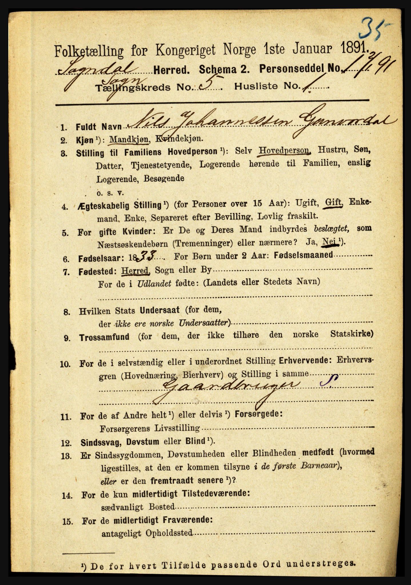 RA, 1891 census for 1420 Sogndal, 1891, p. 2303