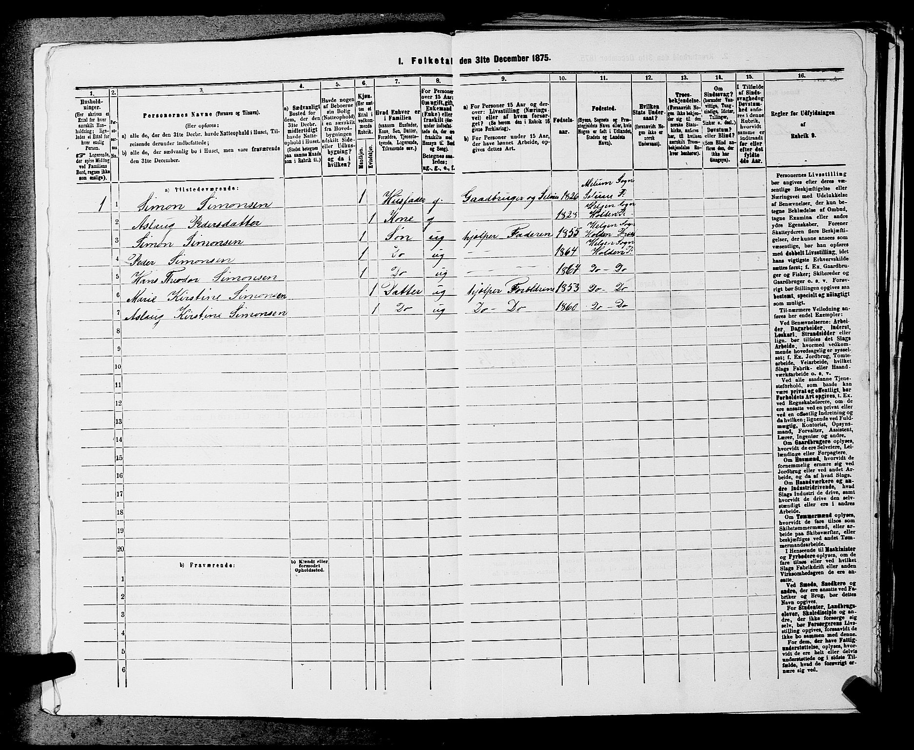 SAKO, 1875 census for 0819P Holla, 1875, p. 708