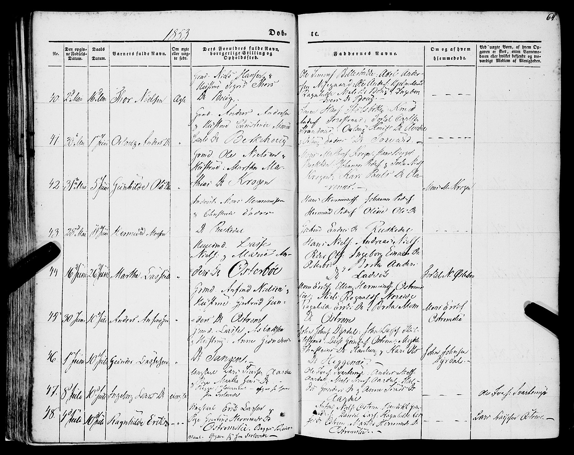 Lavik sokneprestembete, AV/SAB-A-80901: Parish register (official) no. A 3, 1843-1863, p. 64