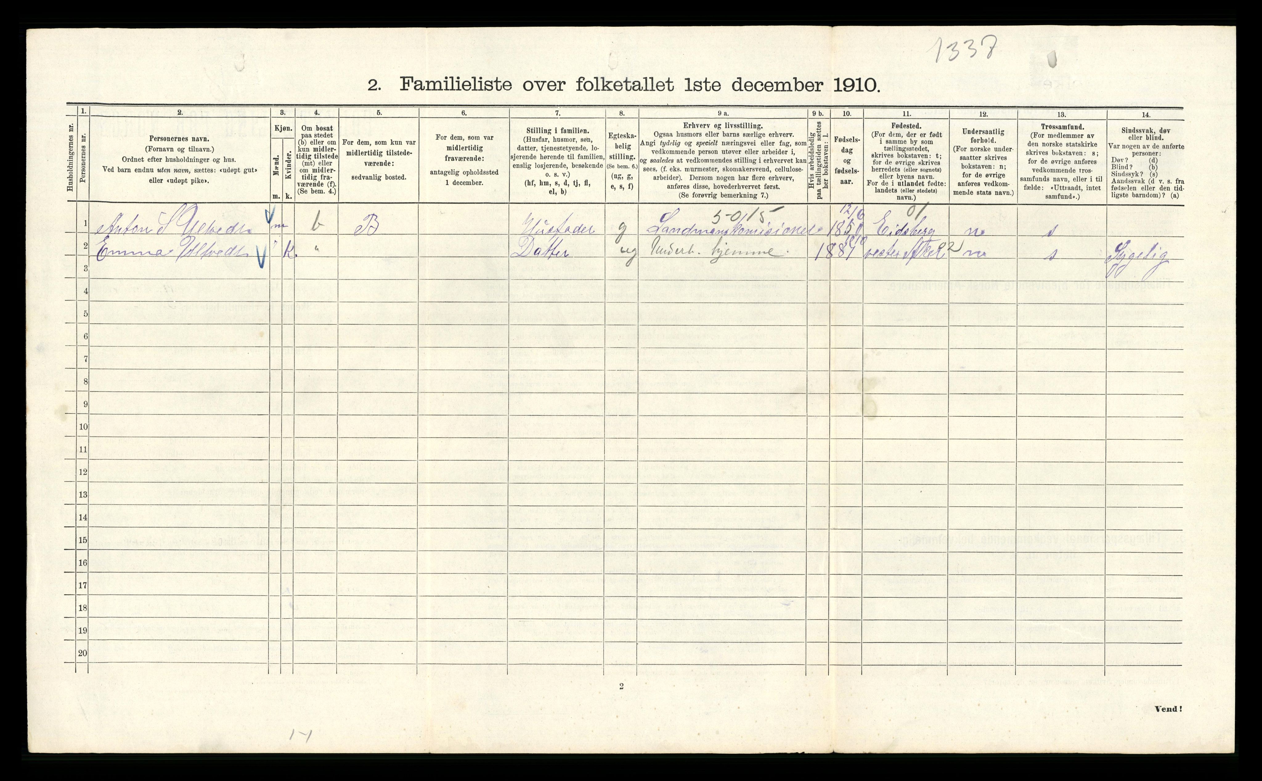 RA, 1910 census for Kristiania, 1910, p. 111088