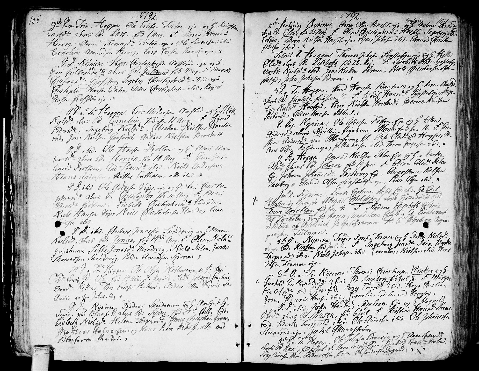 Modum kirkebøker, AV/SAKO-A-234/F/Fa/L0003: Parish register (official) no. 3, 1783-1819, p. 106-107