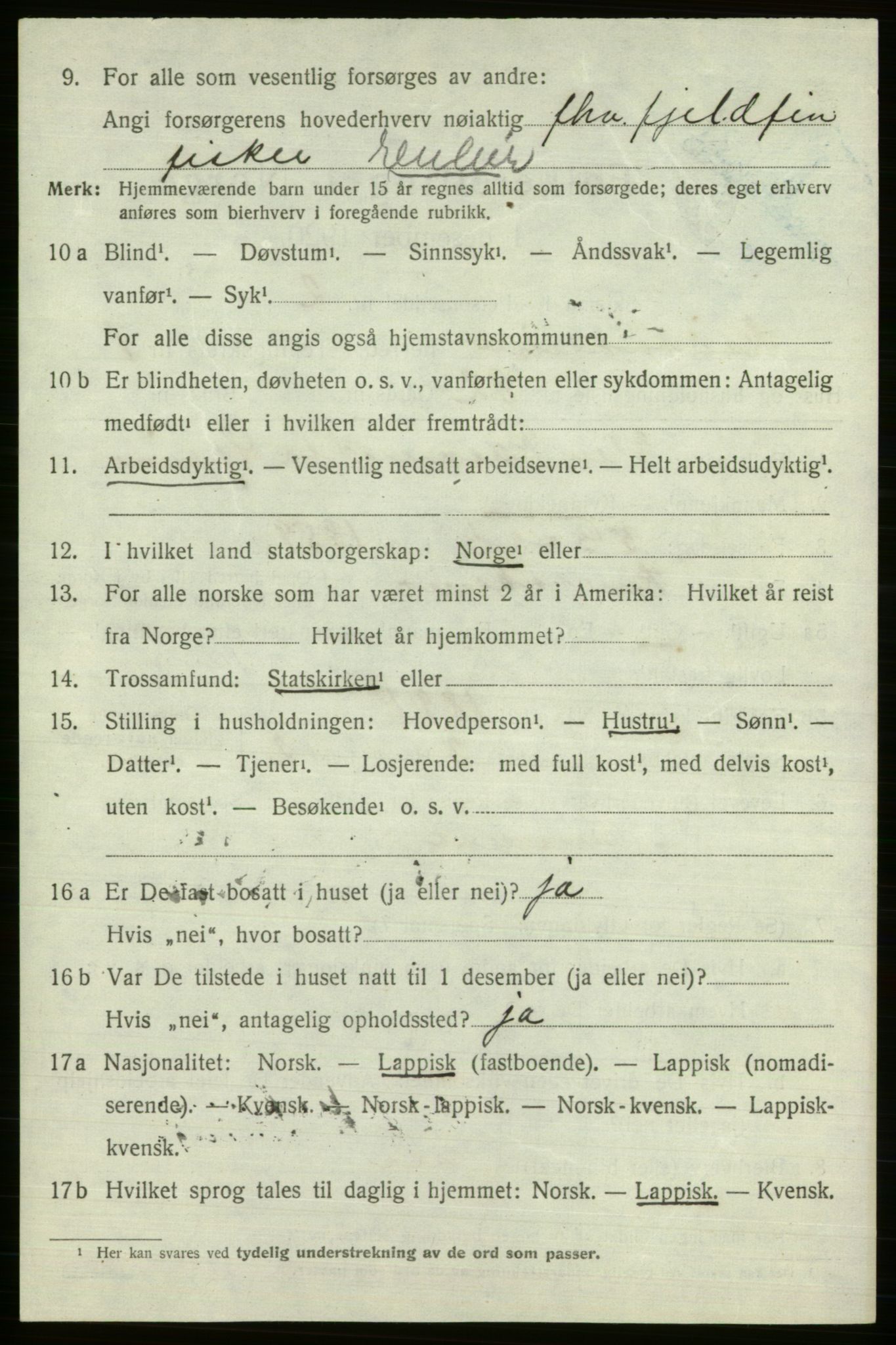 SATØ, 1920 census for Kautokeino, 1920, p. 830