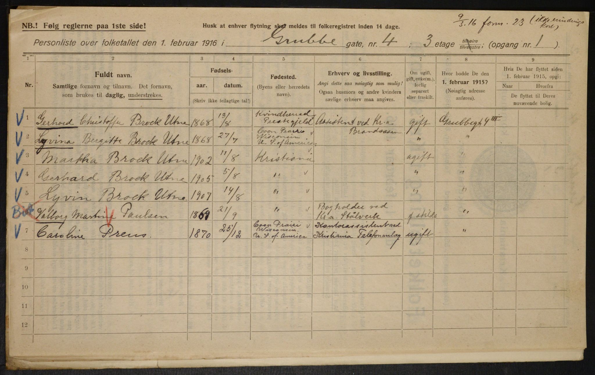 OBA, Municipal Census 1916 for Kristiania, 1916, p. 30752