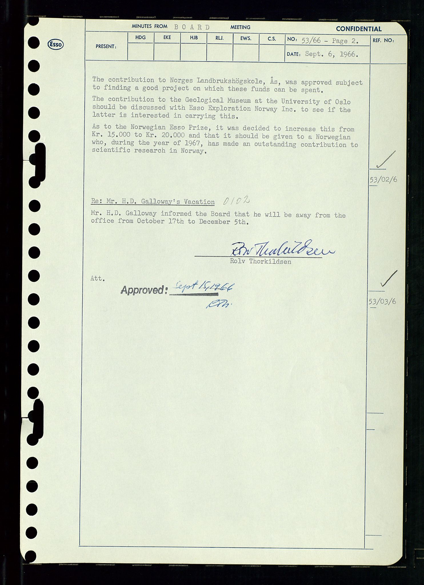 Pa 0982 - Esso Norge A/S, AV/SAST-A-100448/A/Aa/L0002/0002: Den administrerende direksjon Board minutes (styrereferater) / Den administrerende direksjon Board minutes (styrereferater), 1966, p. 111