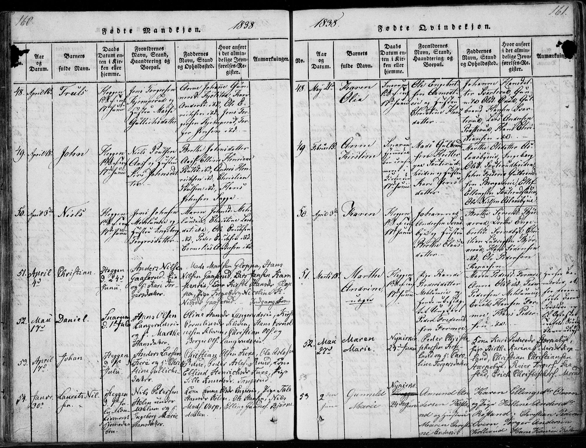 Modum kirkebøker, SAKO/A-234/F/Fa/L0006: Parish register (official) no. 6, 1832-1841, p. 160-161