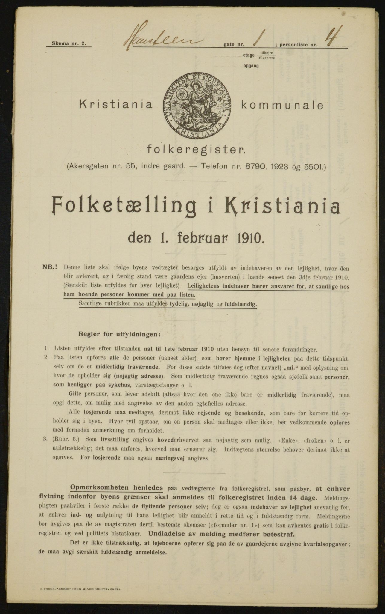 OBA, Municipal Census 1910 for Kristiania, 1910, p. 32600