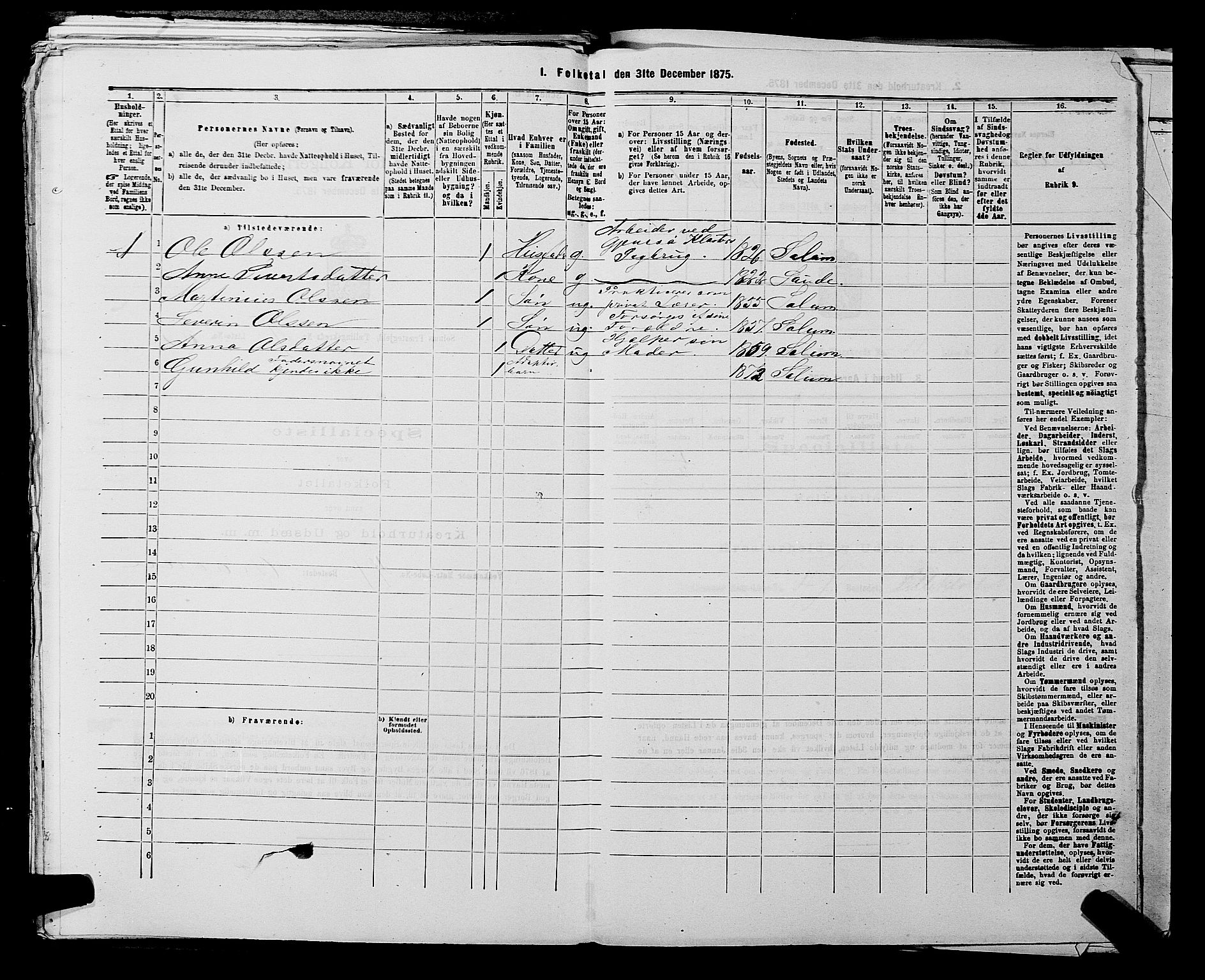 SAKO, 1875 census for 0818P Solum, 1875, p. 823