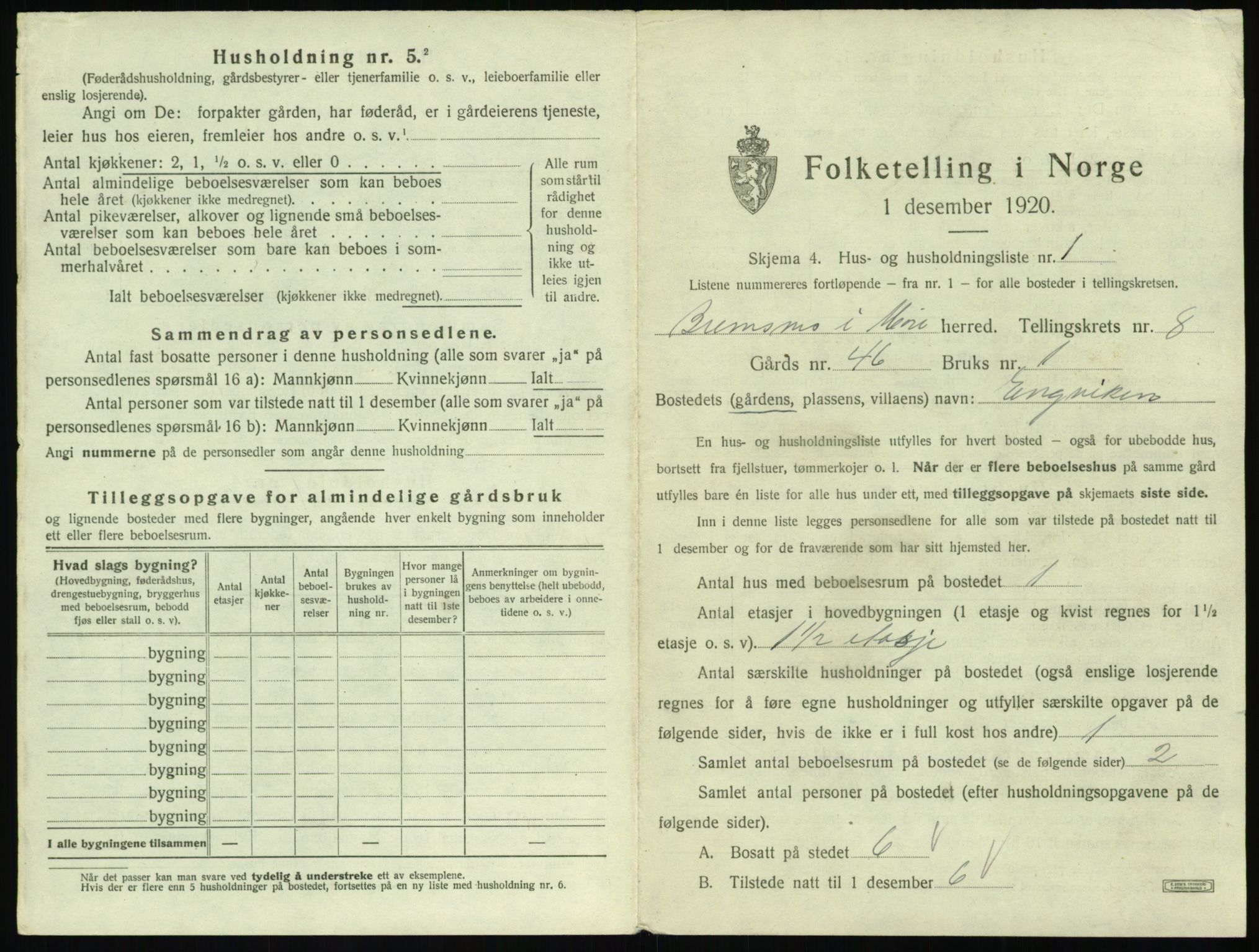 SAT, 1920 census for Bremsnes, 1920, p. 917