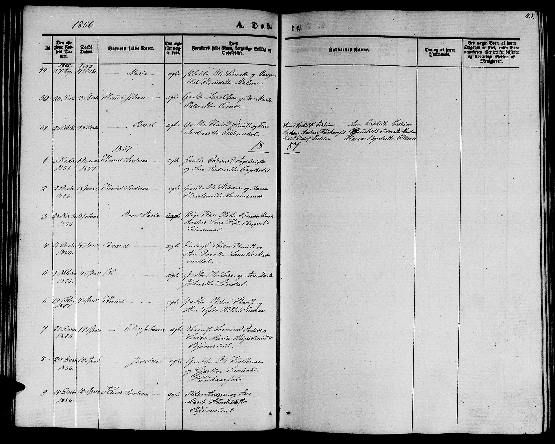 Ministerialprotokoller, klokkerbøker og fødselsregistre - Møre og Romsdal, AV/SAT-A-1454/565/L0753: Parish register (copy) no. 565C02, 1845-1870, p. 45