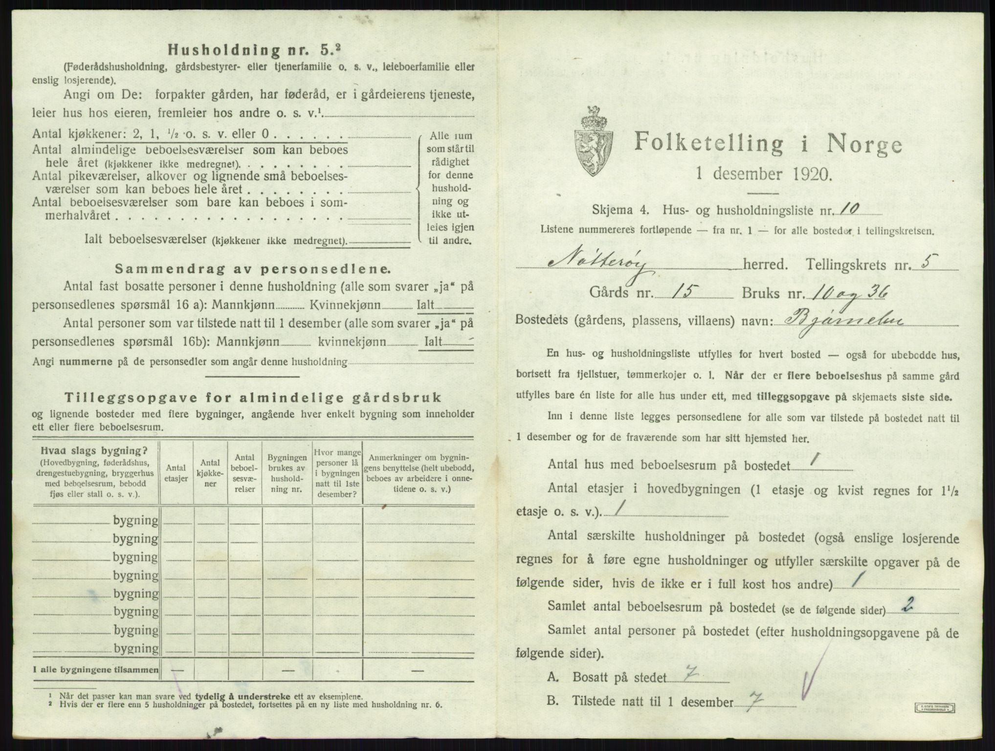 SAKO, 1920 census for Nøtterøy, 1920, p. 890