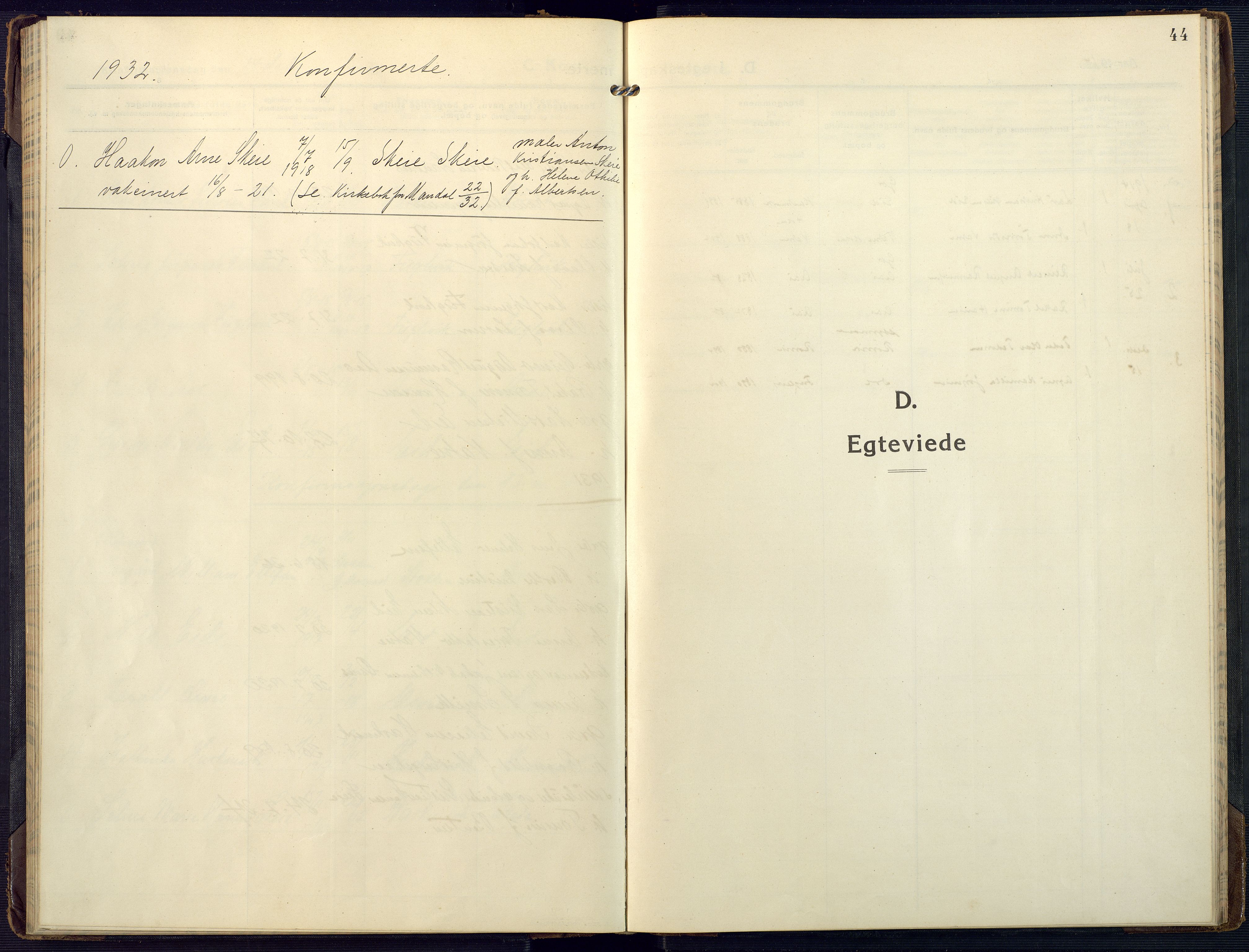 Mandal sokneprestkontor, SAK/1111-0030/F/Fa/Fab/L0003: Parish register (official) no. A 3, 1913-1933, p. 44
