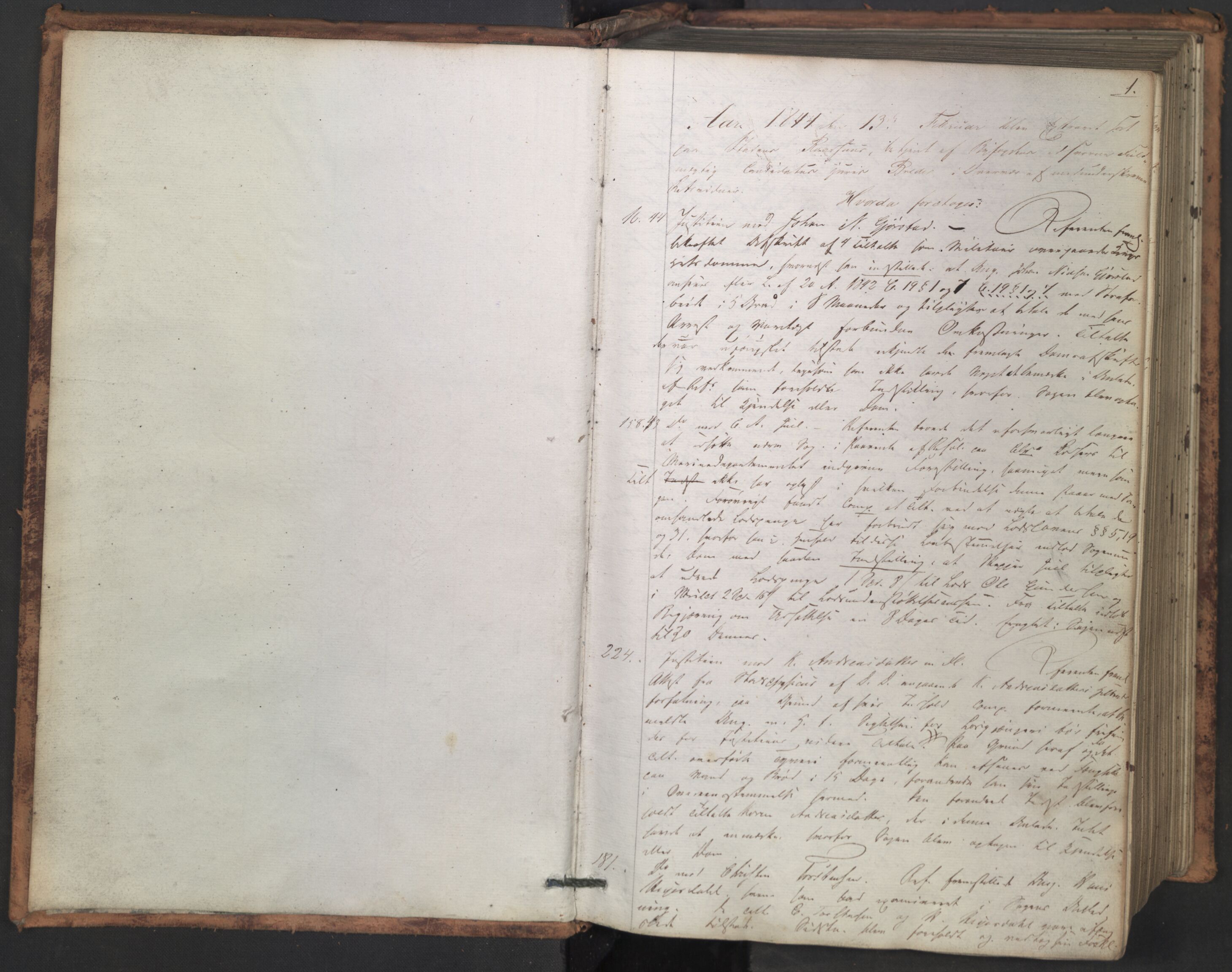 Christiania byfogd, AV/SAO-A-11543/F/Fc/L0012: Ekstrarettsprotokoll, 1844-1847, p. 1a