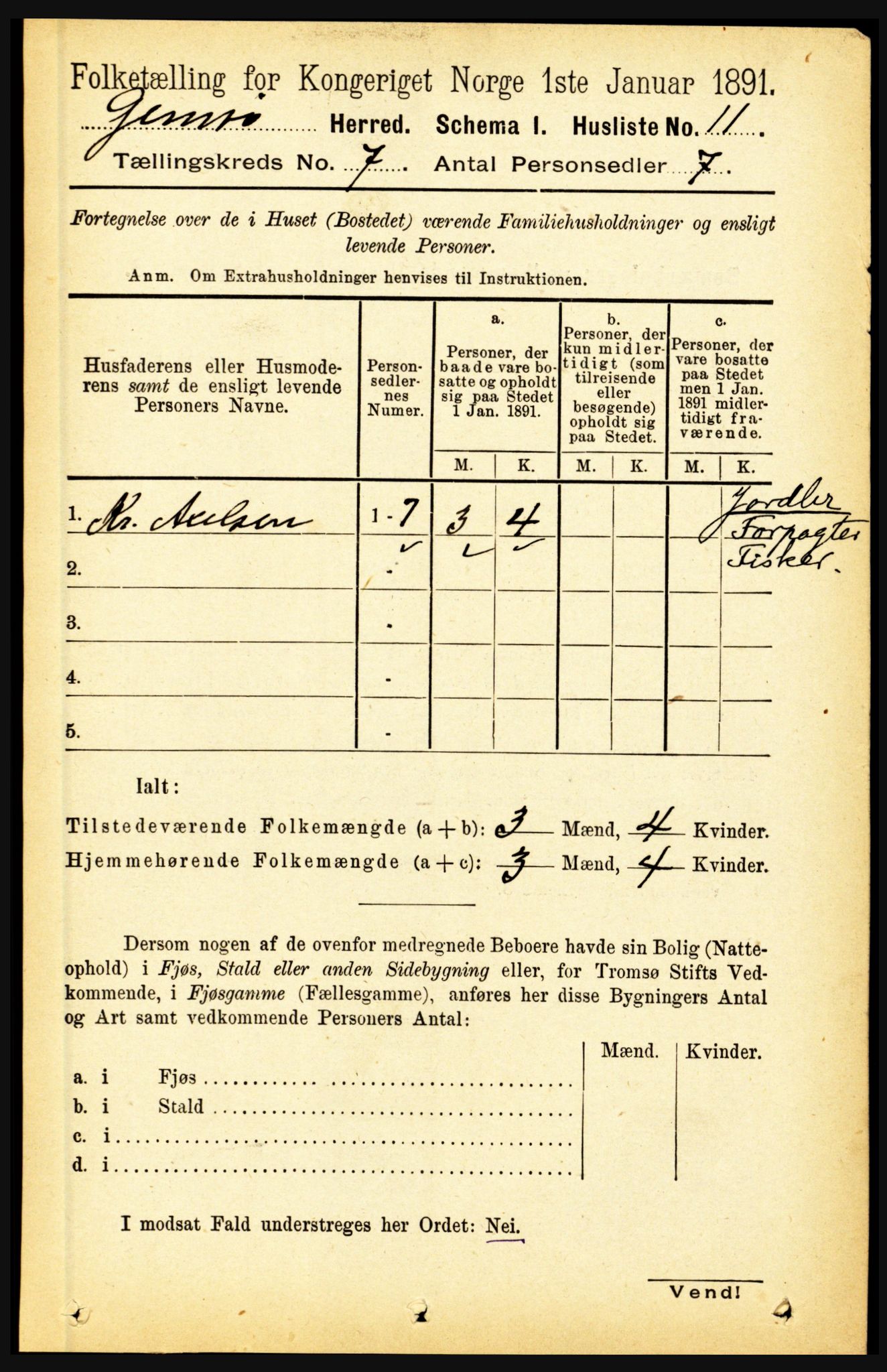 RA, 1891 census for 1864 Gimsøy, 1891, p. 1181