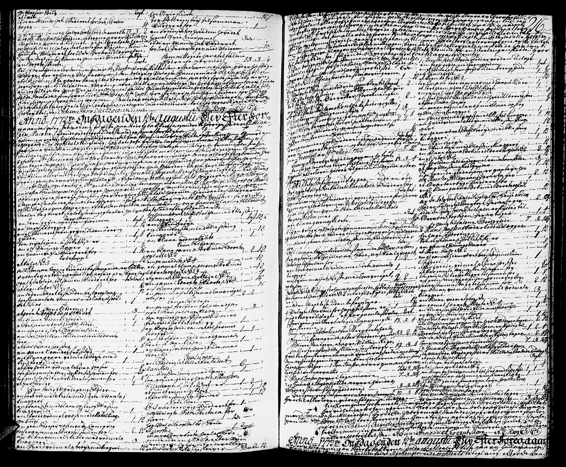 Orkdal sorenskriveri, SAT/A-4169/1/3/3Aa/L0007: Skifteprotokoller, 1767-1782, p. 215b-216a