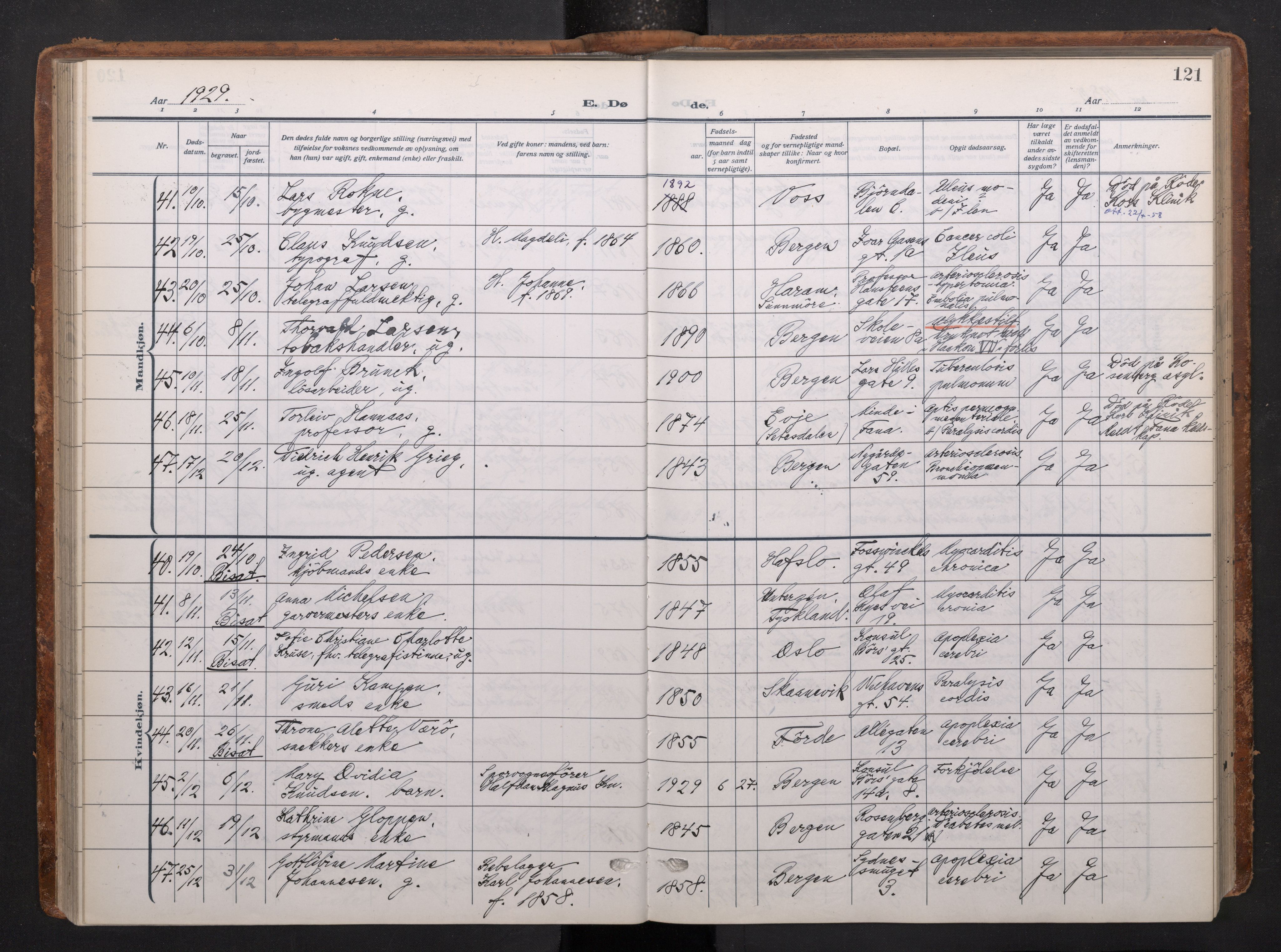 Johanneskirken sokneprestembete, AV/SAB-A-76001/H/Haa/L0020: Parish register (official) no. E 2, 1916-1951, p. 121