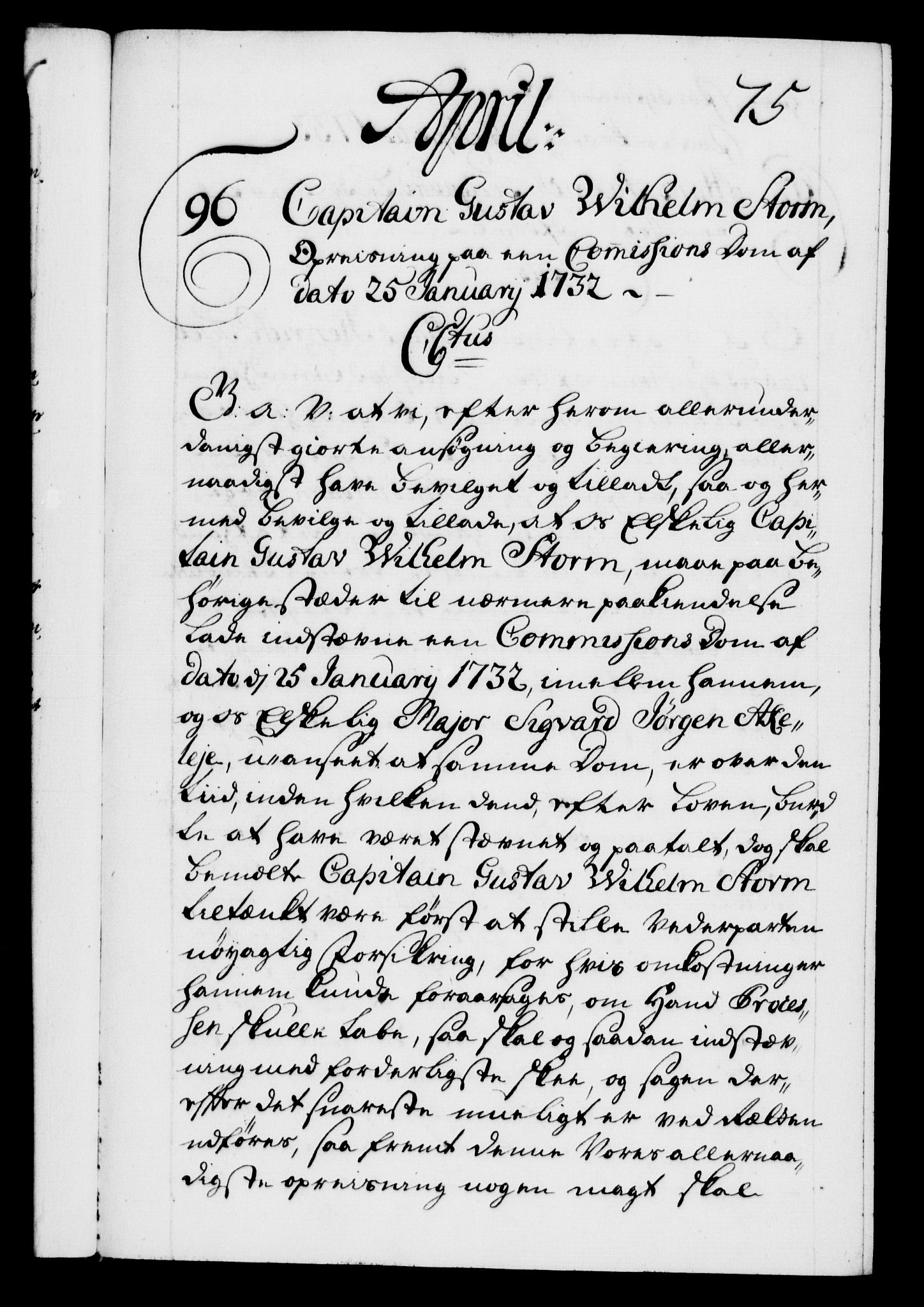 Danske Kanselli 1572-1799, RA/EA-3023/F/Fc/Fca/Fcaa/L0028: Norske registre, 1733-1734, p. 75a