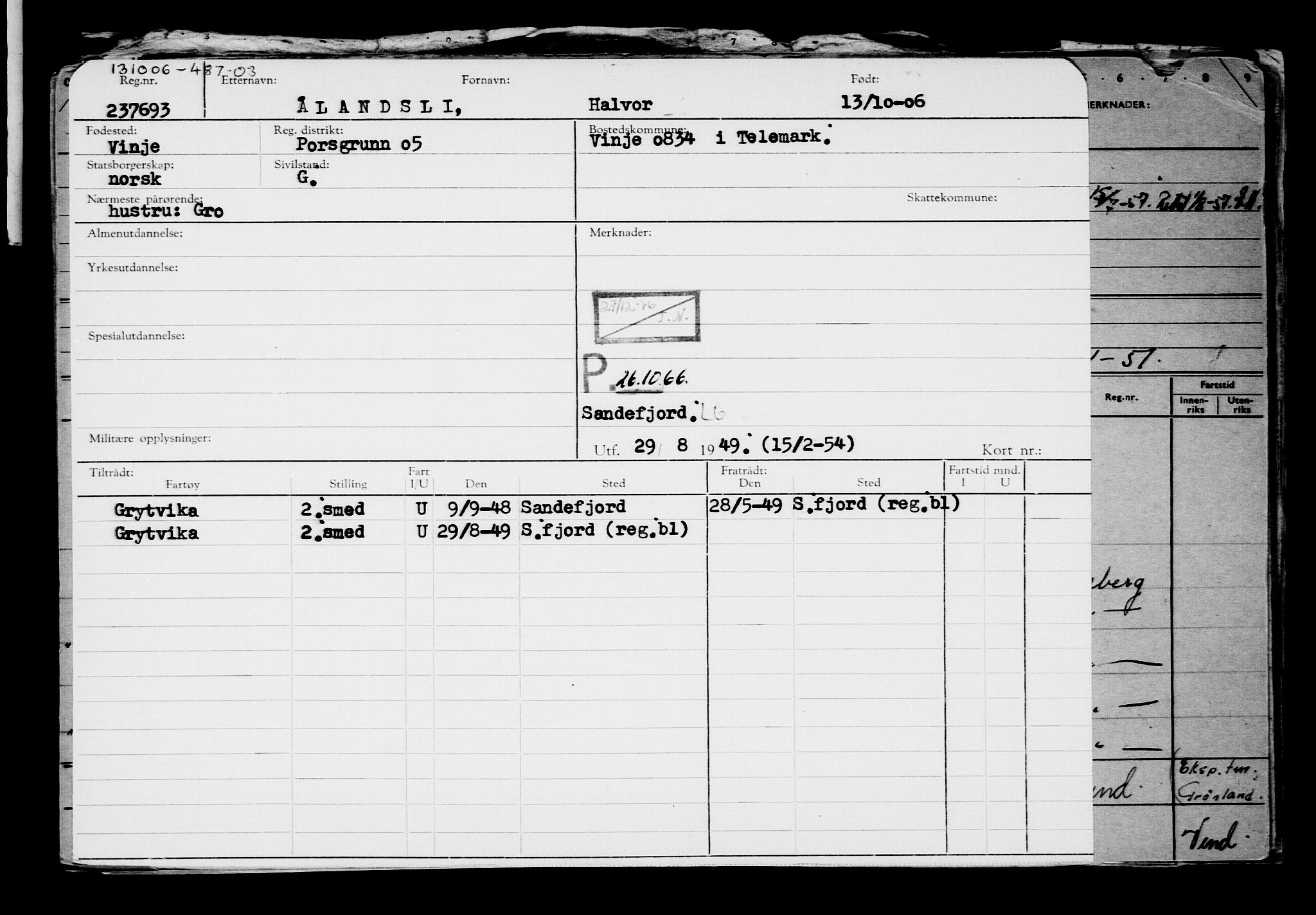 Direktoratet for sjømenn, AV/RA-S-3545/G/Gb/L0067: Hovedkort, 1906, p. 595