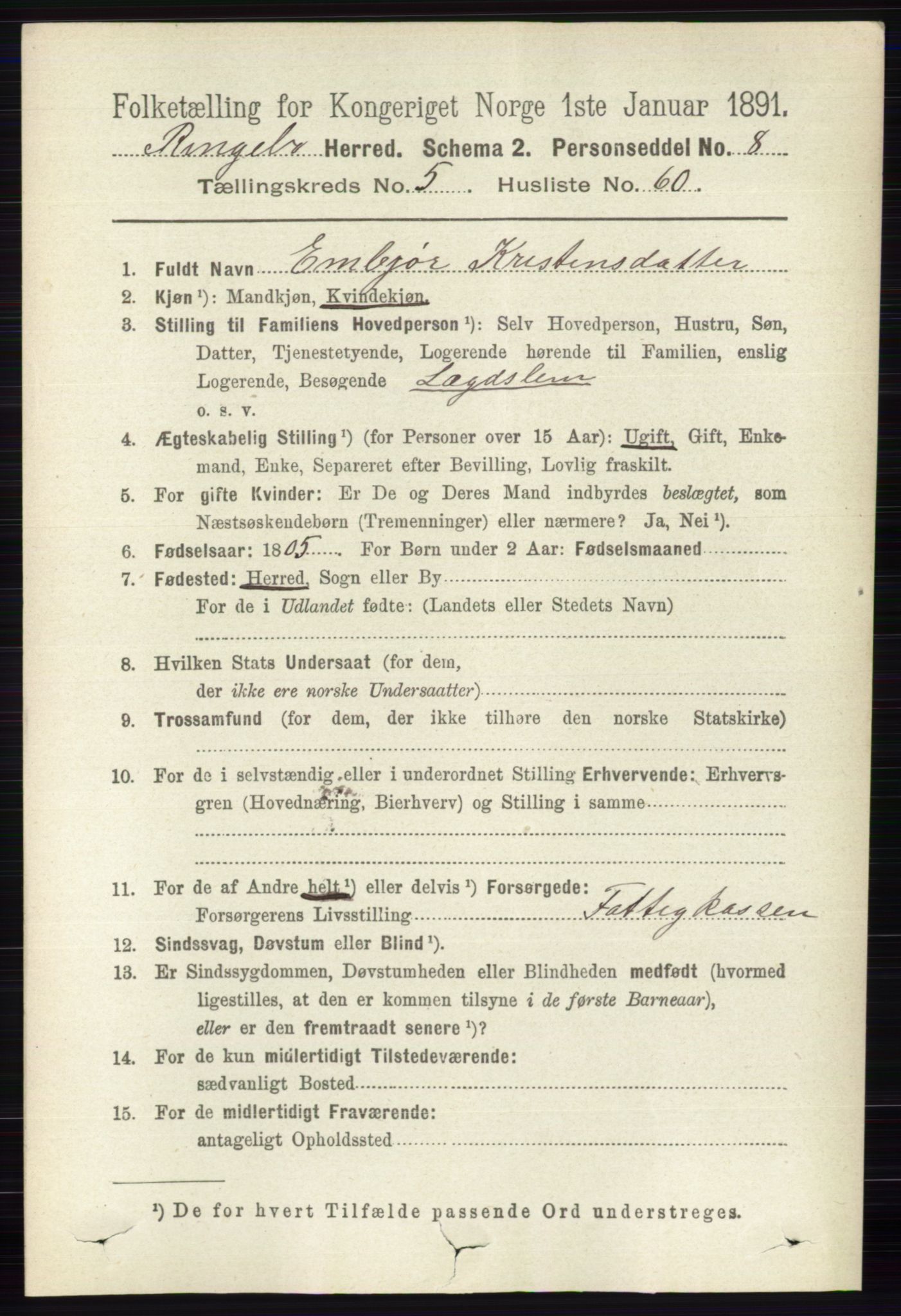 RA, 1891 census for 0520 Ringebu, 1891, p. 2344