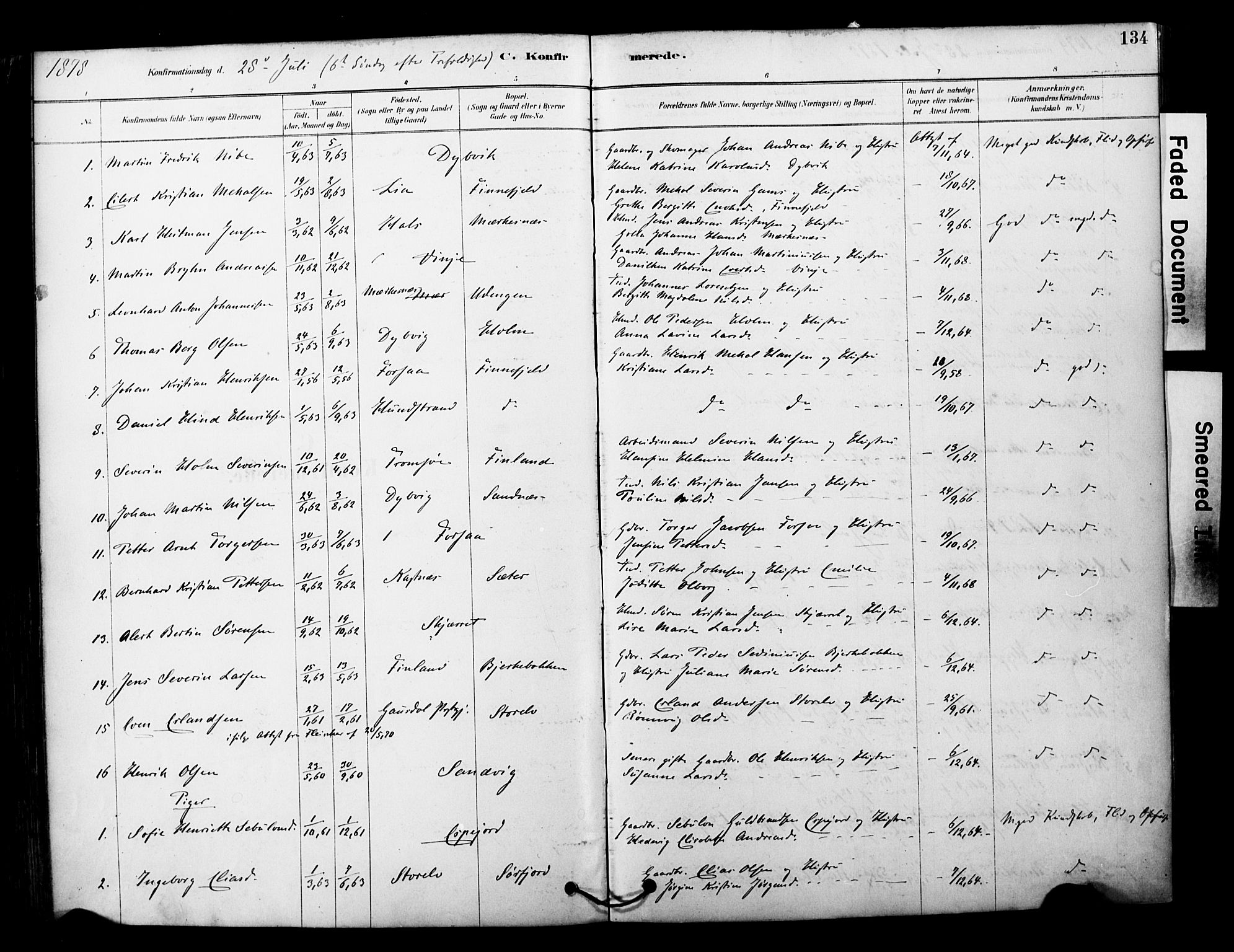 Tranøy sokneprestkontor, SATØ/S-1313/I/Ia/Iaa/L0011kirke: Parish register (official) no. 11, 1878-1904, p. 134