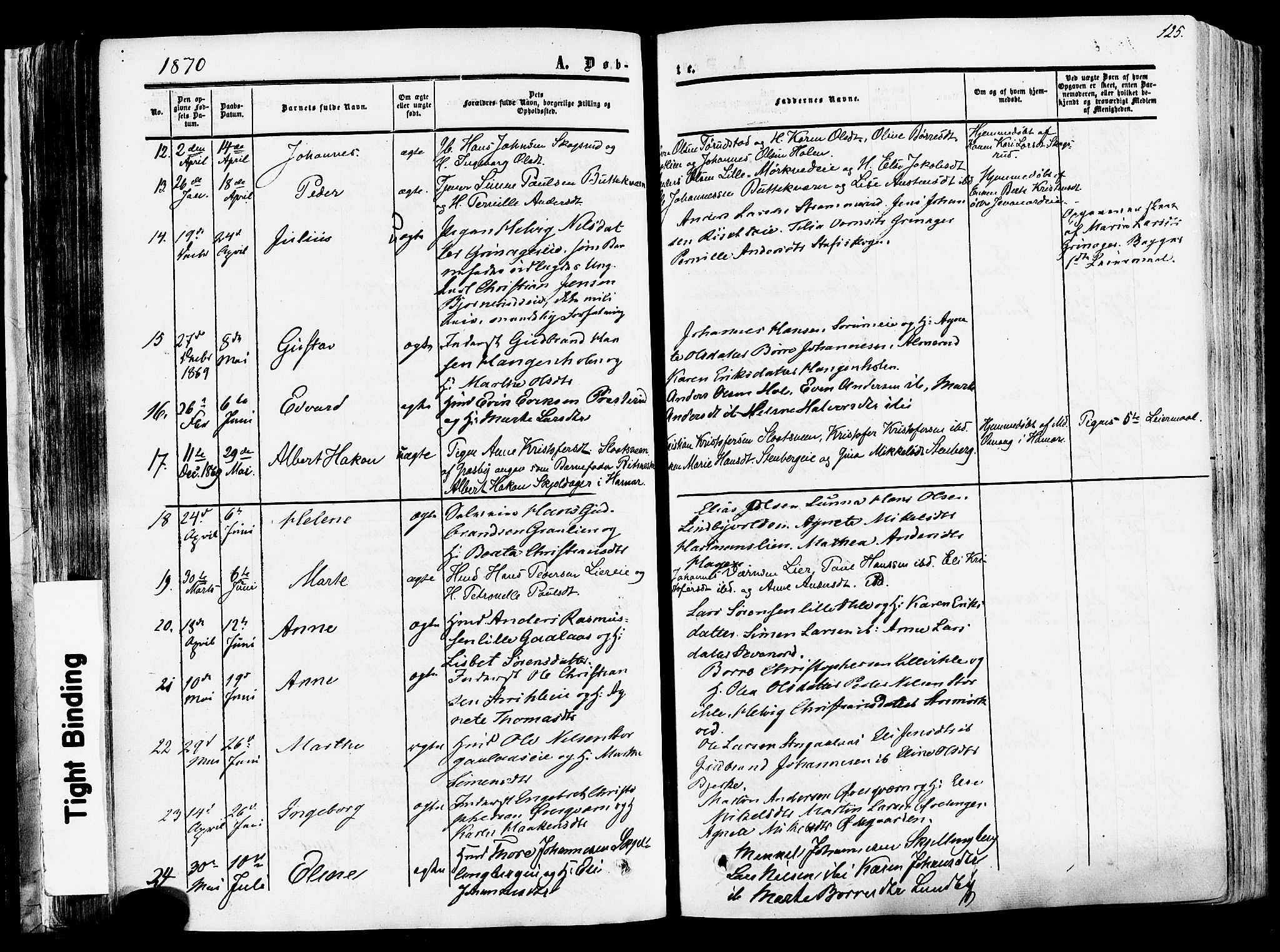 Vang prestekontor, Hedmark, SAH/PREST-008/H/Ha/Haa/L0013: Parish register (official) no. 13, 1855-1879, p. 125