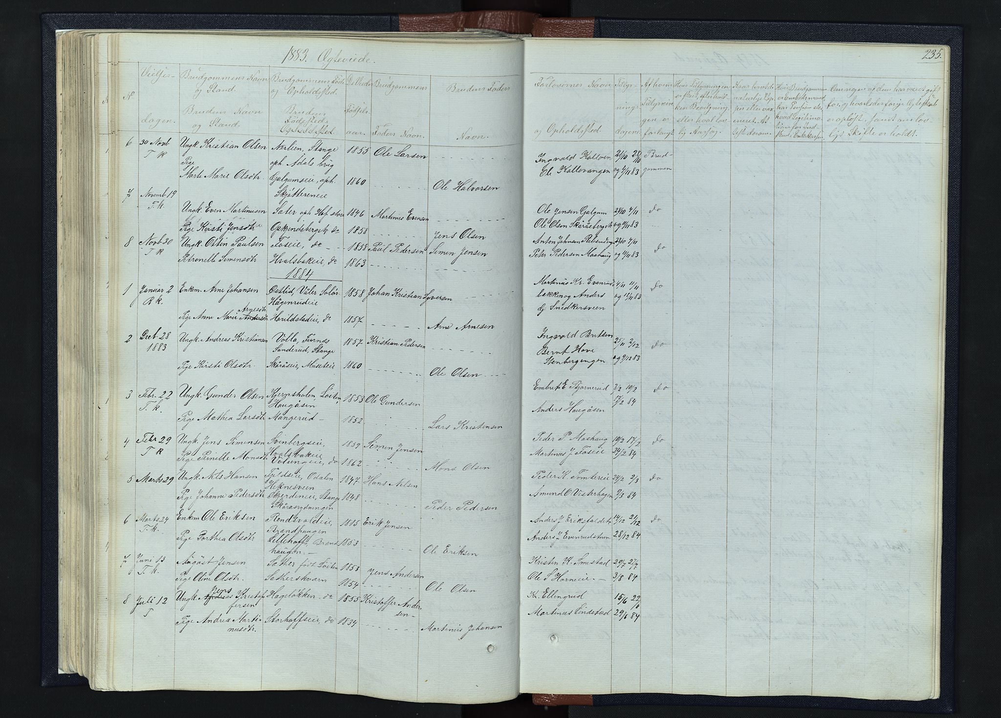 Romedal prestekontor, AV/SAH-PREST-004/L/L0010: Parish register (copy) no. 10, 1860-1895, p. 235