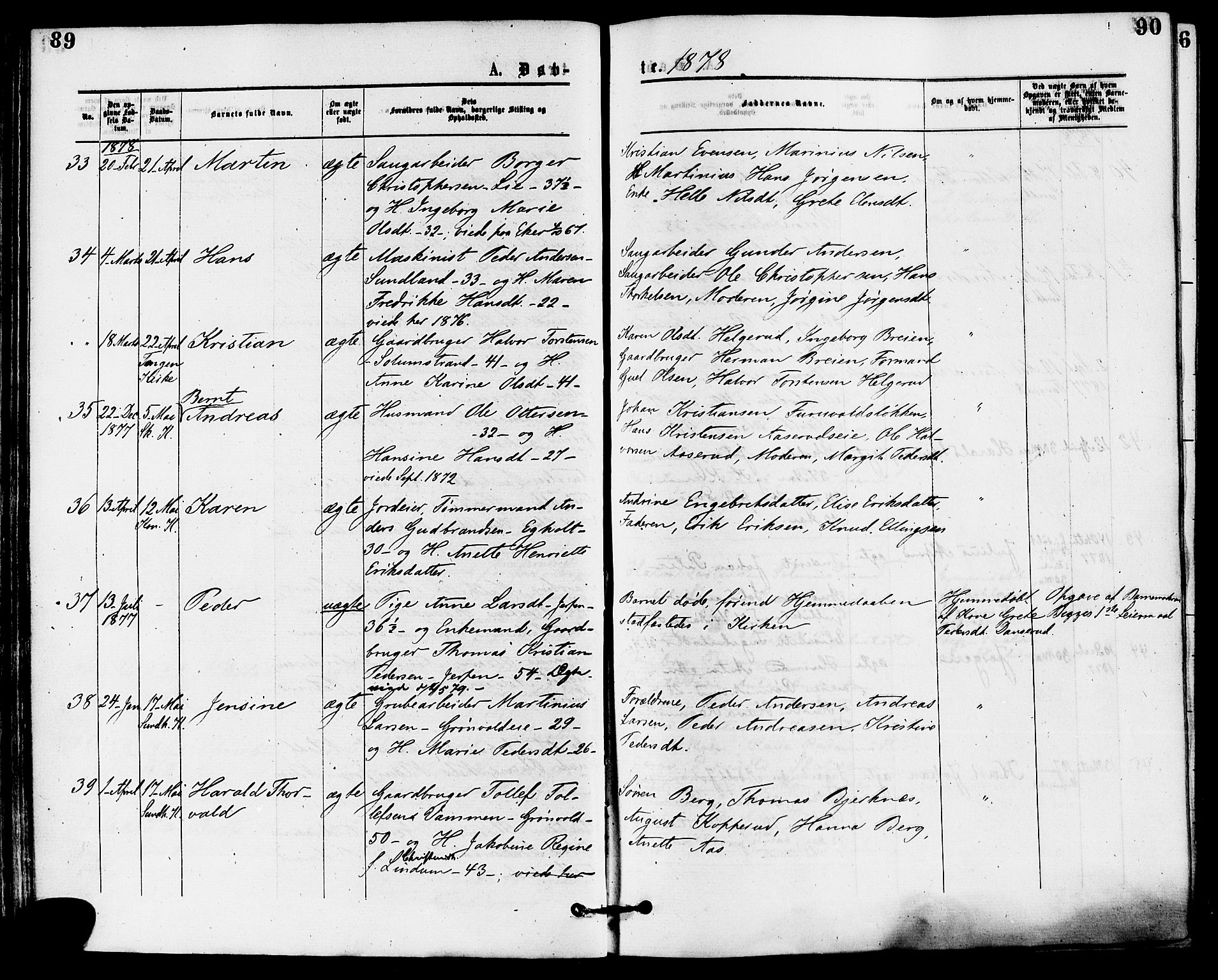 Skoger kirkebøker, AV/SAKO-A-59/F/Fa/L0005: Parish register (official) no. I 5, 1873-1884, p. 89-90