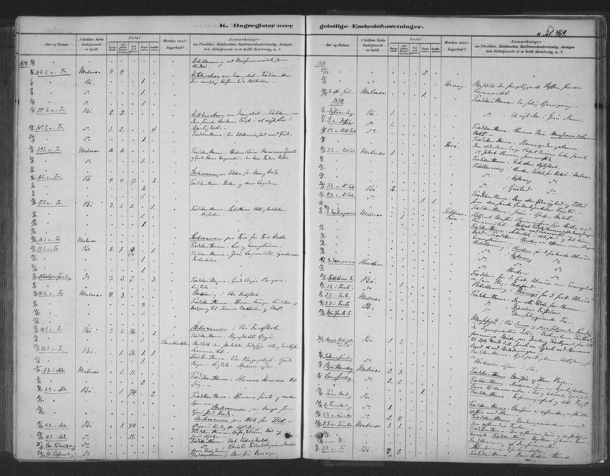 Ministerialprotokoller, klokkerbøker og fødselsregistre - Nordland, AV/SAT-A-1459/891/L1302: Parish register (official) no. 891A07, 1878-1895, p. 469