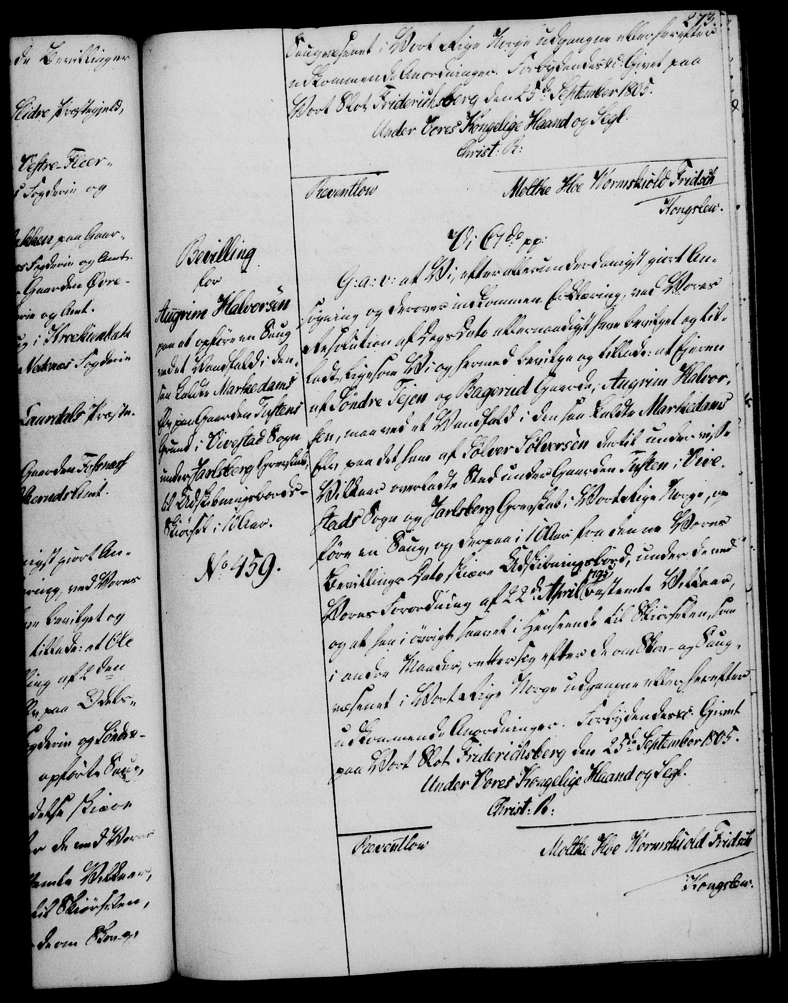 Rentekammeret, Kammerkanselliet, AV/RA-EA-3111/G/Gg/Gga/L0018: Norsk ekspedisjonsprotokoll med register (merket RK 53.18), 1804-1806, p. 273