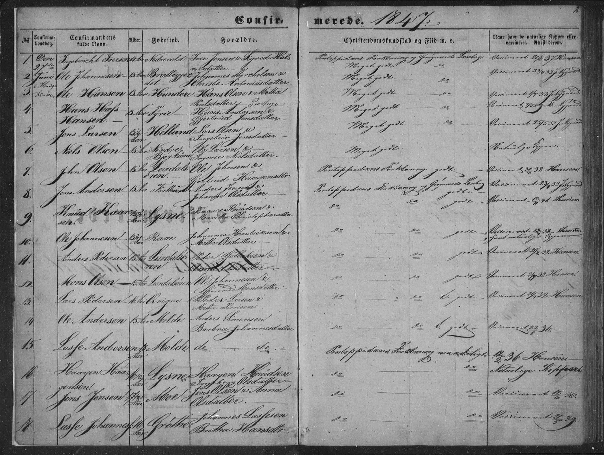 Lærdal sokneprestembete, AV/SAB-A-81201: Parish register (official) no. A 13, 1847-1864, p. 2