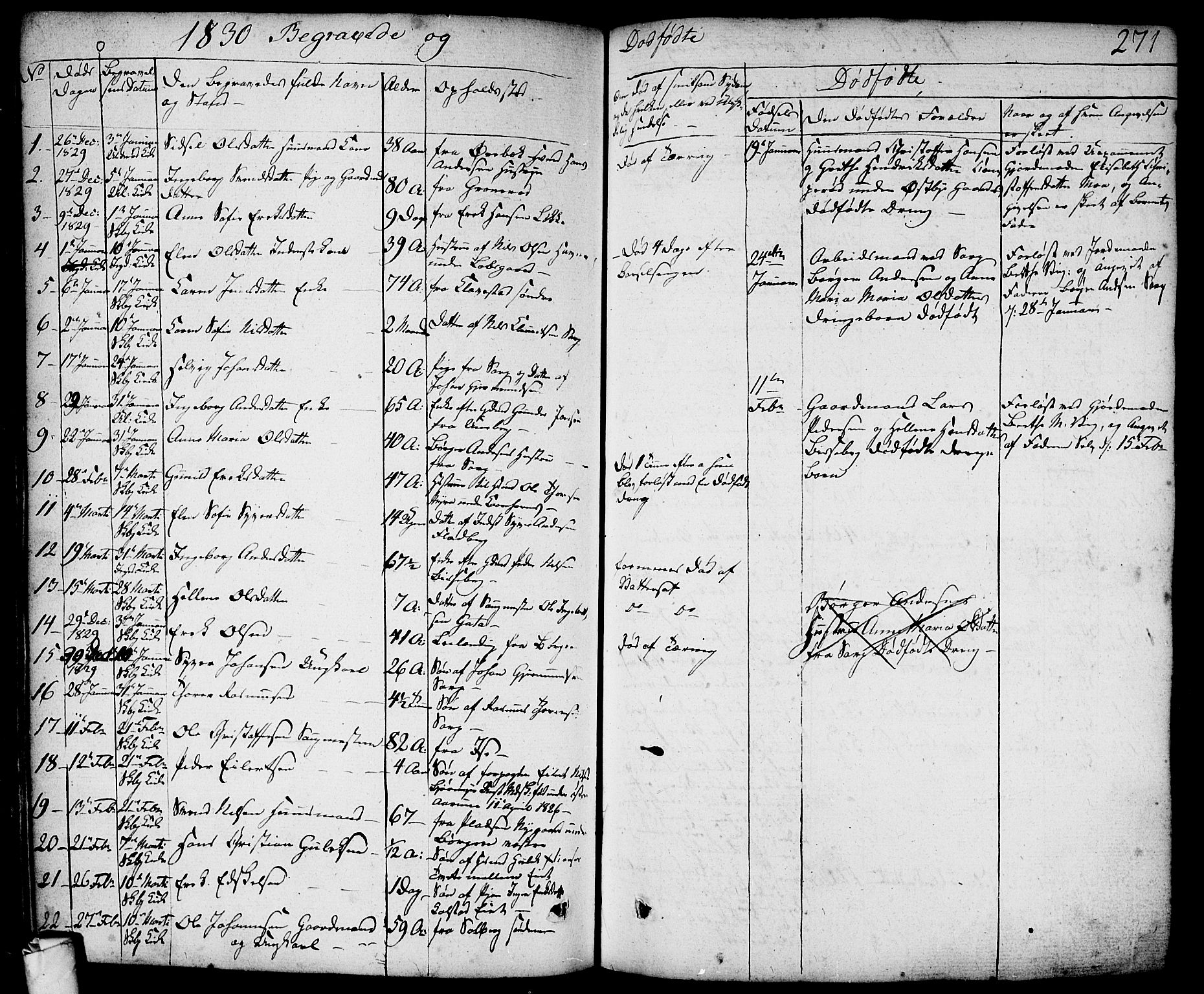 Skjeberg prestekontor Kirkebøker, AV/SAO-A-10923/F/Fa/L0005: Parish register (official) no. I 5, 1830-1845, p. 271