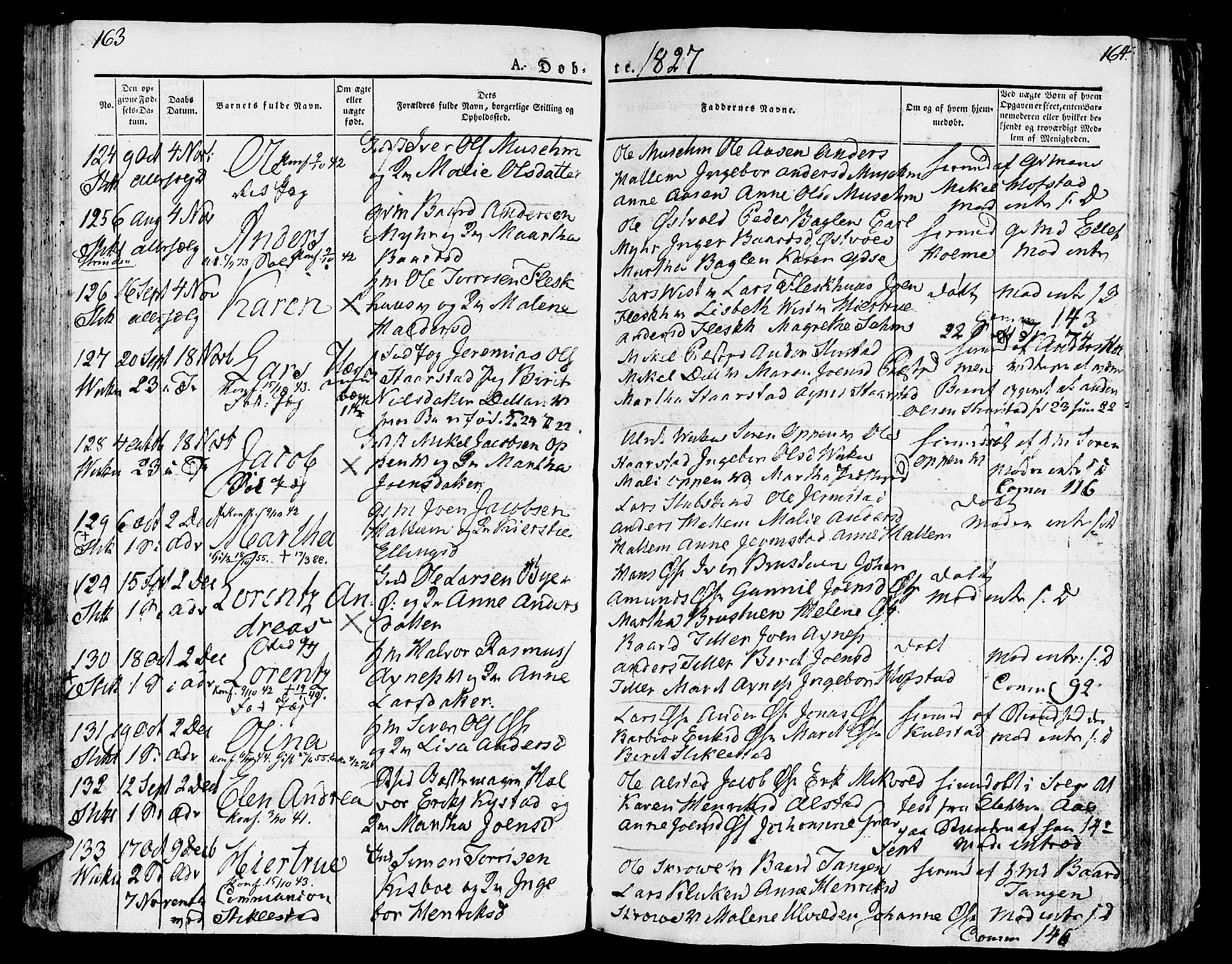 Ministerialprotokoller, klokkerbøker og fødselsregistre - Nord-Trøndelag, SAT/A-1458/723/L0237: Parish register (official) no. 723A06, 1822-1830, p. 163-164