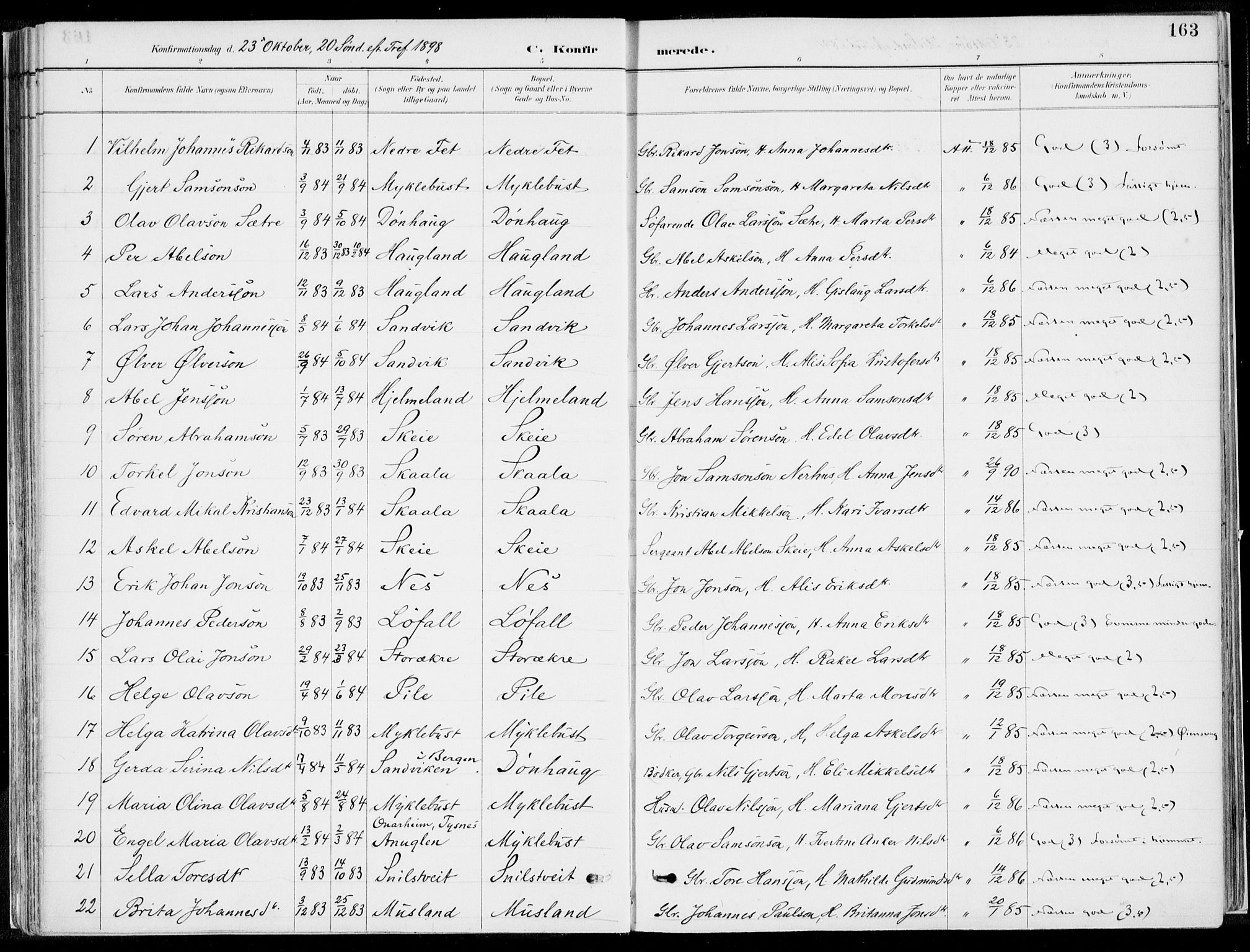 Kvinnherad sokneprestembete, SAB/A-76401/H/Haa: Parish register (official) no. B  1, 1887-1921, p. 163