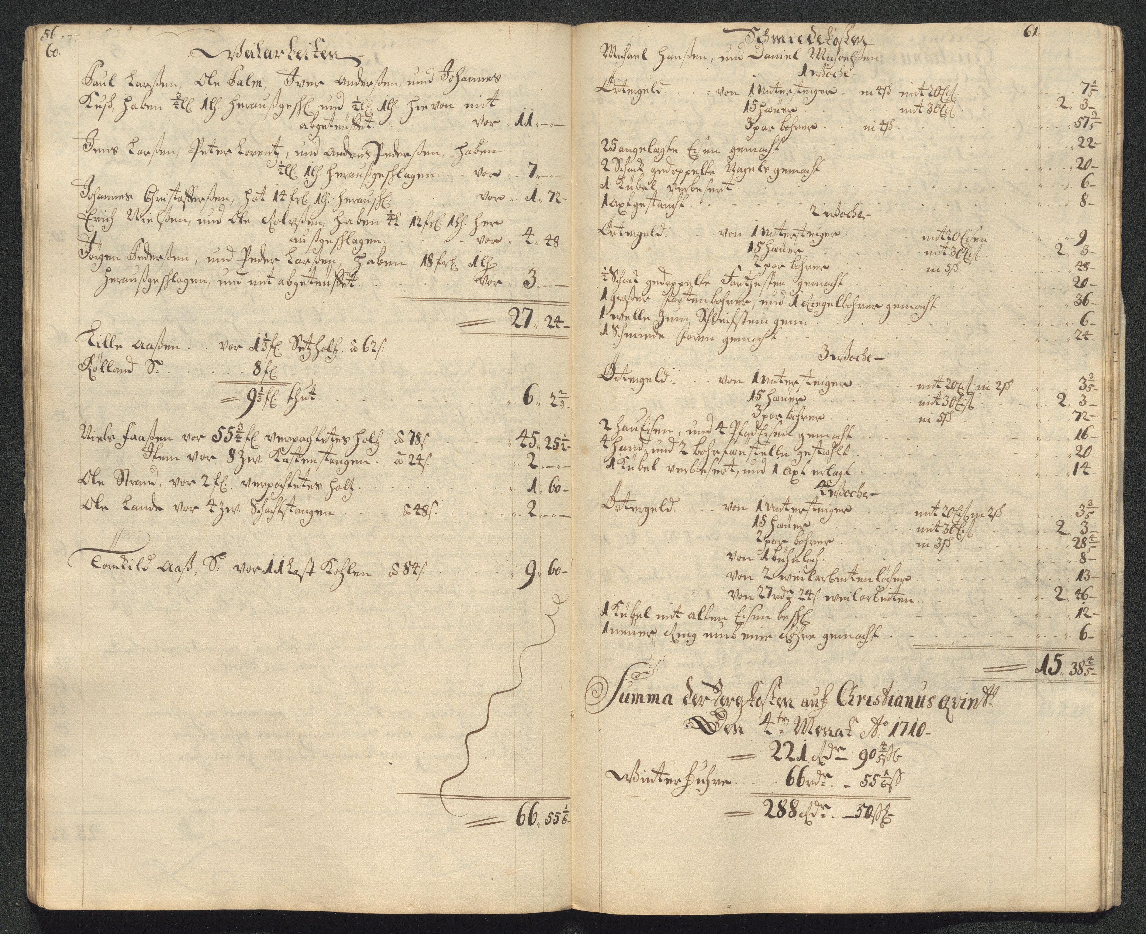 Kongsberg Sølvverk 1623-1816, AV/SAKO-EA-3135/001/D/Dc/Dcd/L0099: Utgiftsregnskap for gruver m.m., 1710, p. 174