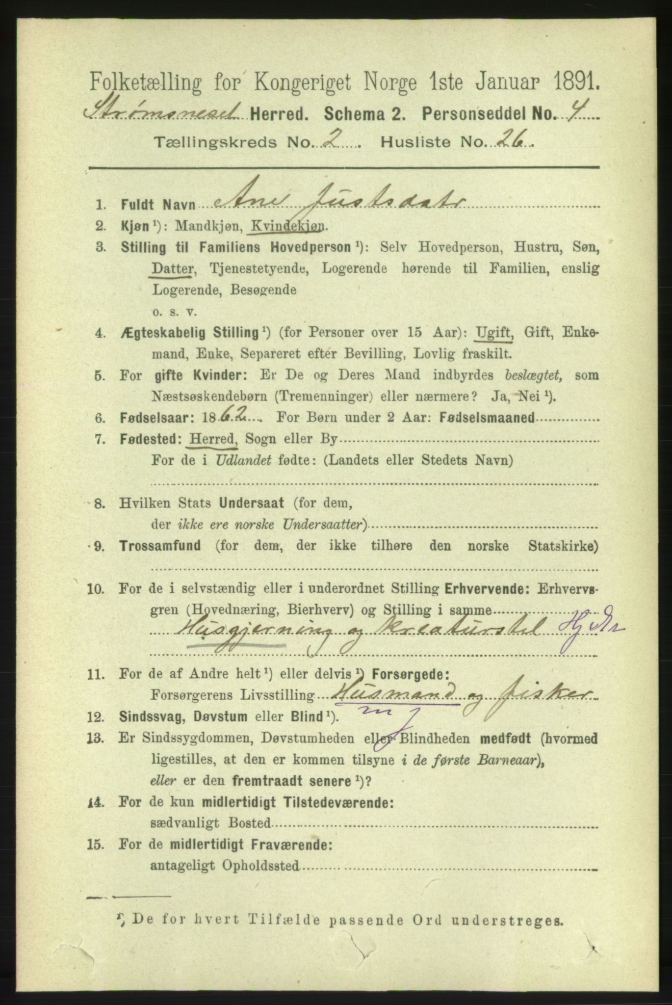 RA, 1891 census for 1559 Straumsnes, 1891, p. 420