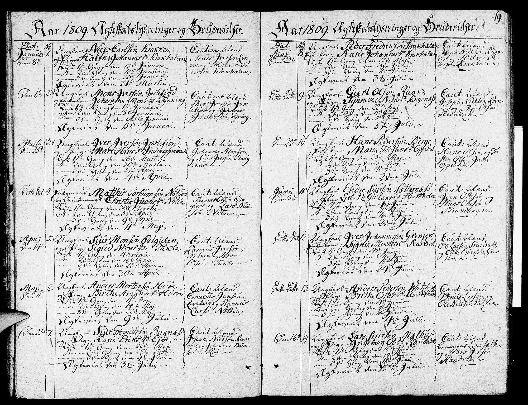 Gulen sokneprestembete, AV/SAB-A-80201/H/Haa/Haaa/L0017: Parish register (official) no. A 17, 1809-1825, p. 19