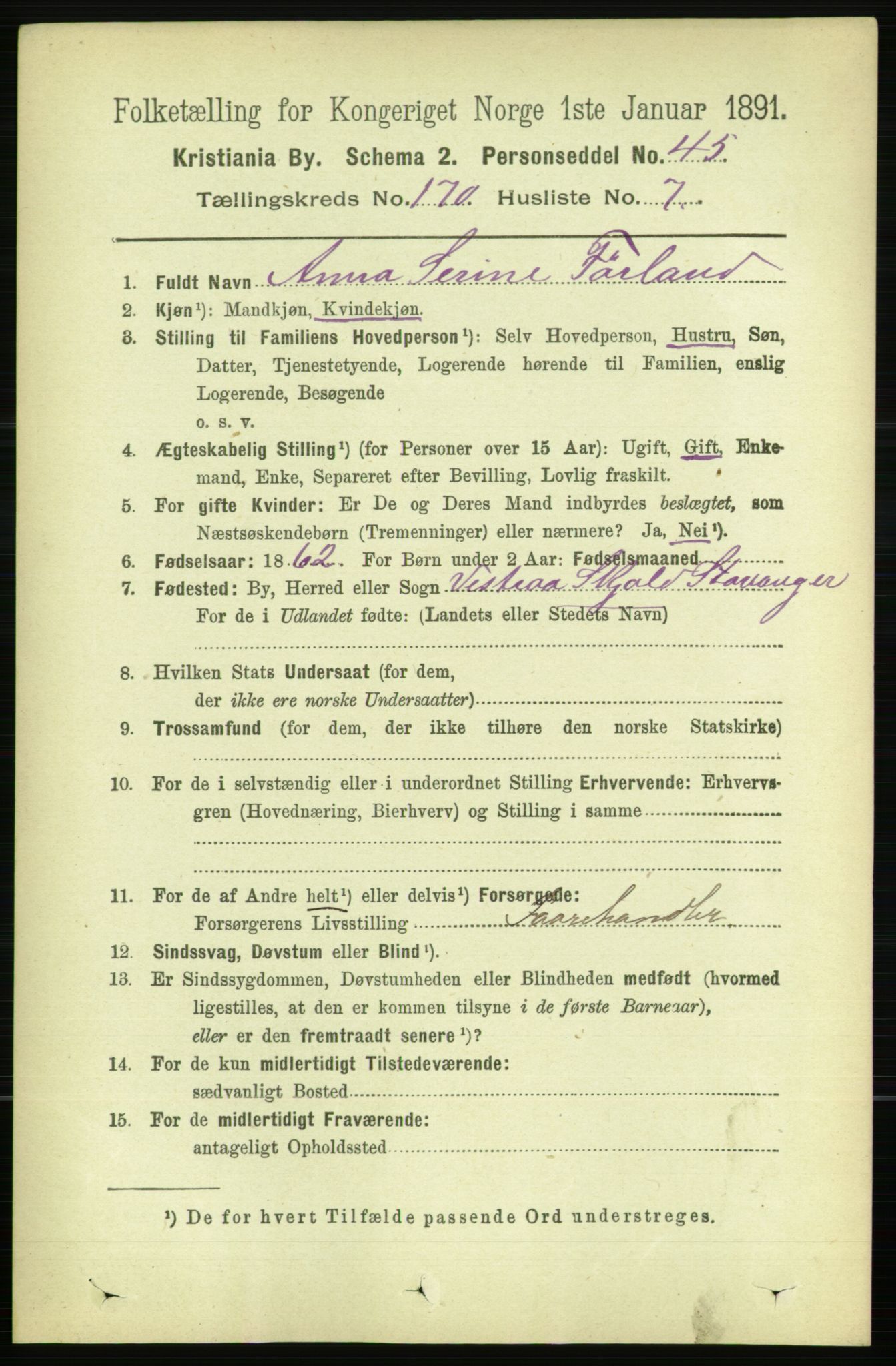 RA, 1891 census for 0301 Kristiania, 1891, p. 99901