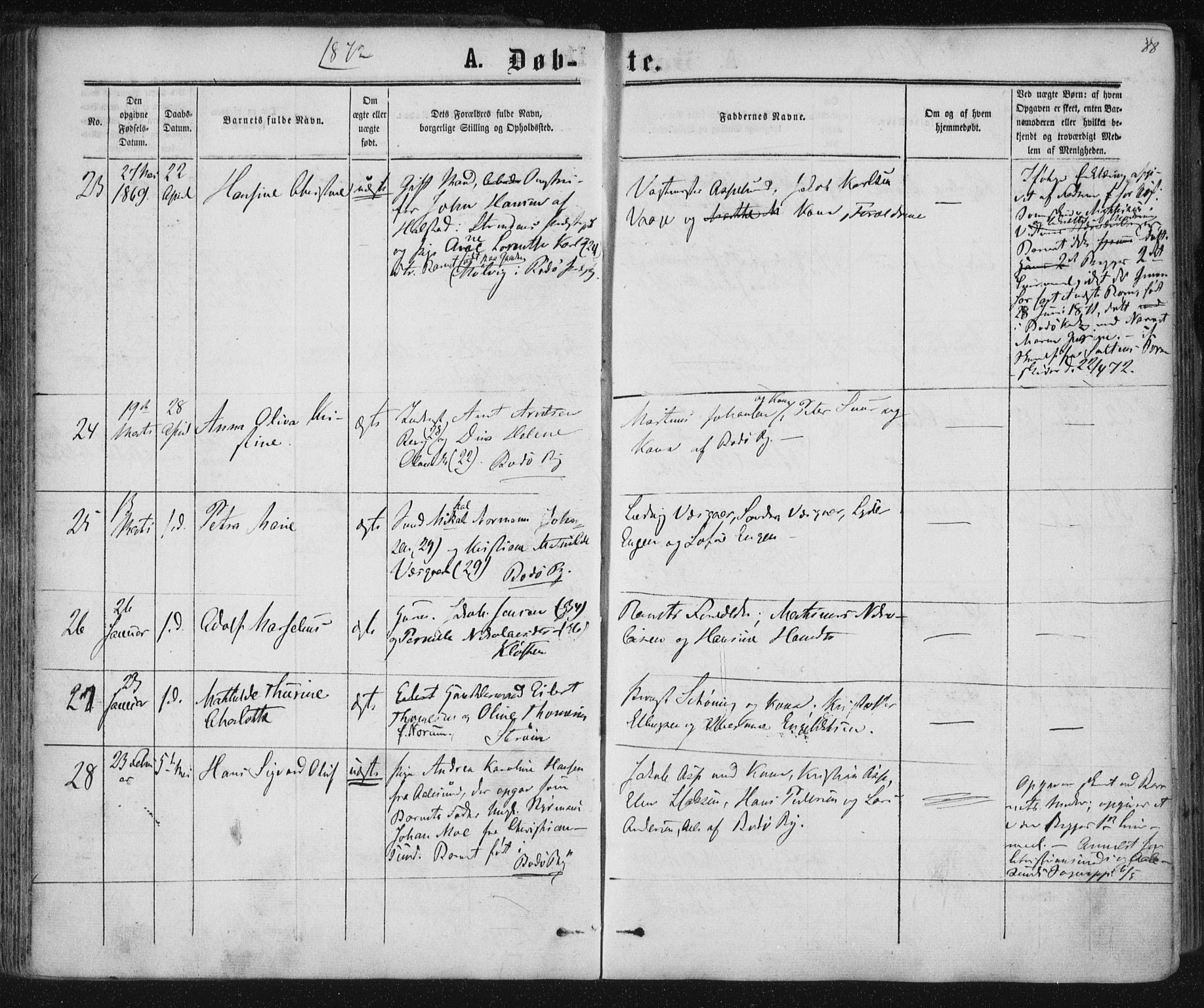 Ministerialprotokoller, klokkerbøker og fødselsregistre - Nordland, SAT/A-1459/801/L0008: Parish register (official) no. 801A08, 1864-1875, p. 88