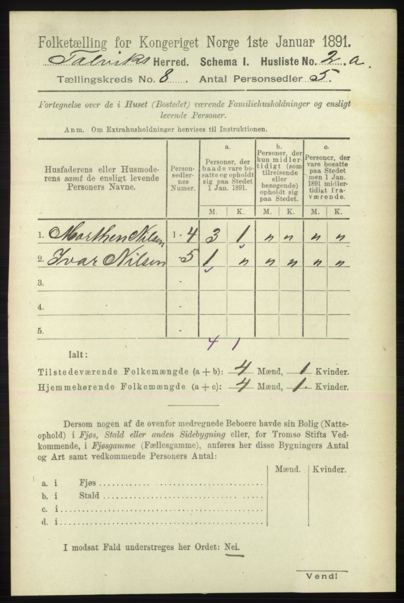 RA, 1891 census for 2013 Talvik, 1891, p. 2033