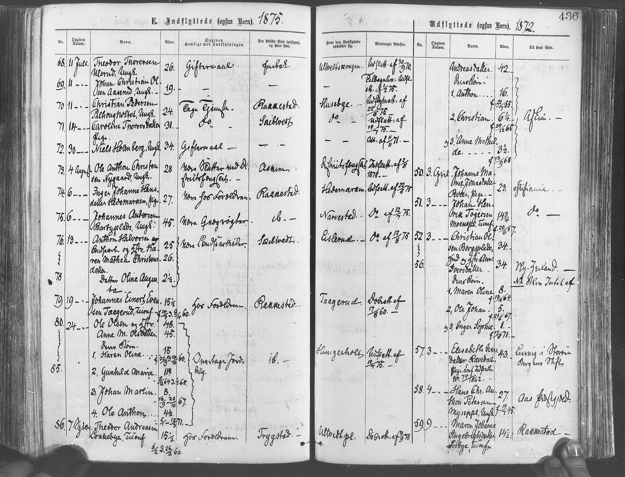 Eidsberg prestekontor Kirkebøker, SAO/A-10905/F/Fa/L0011: Parish register (official) no. I 11, 1867-1878, p. 436
