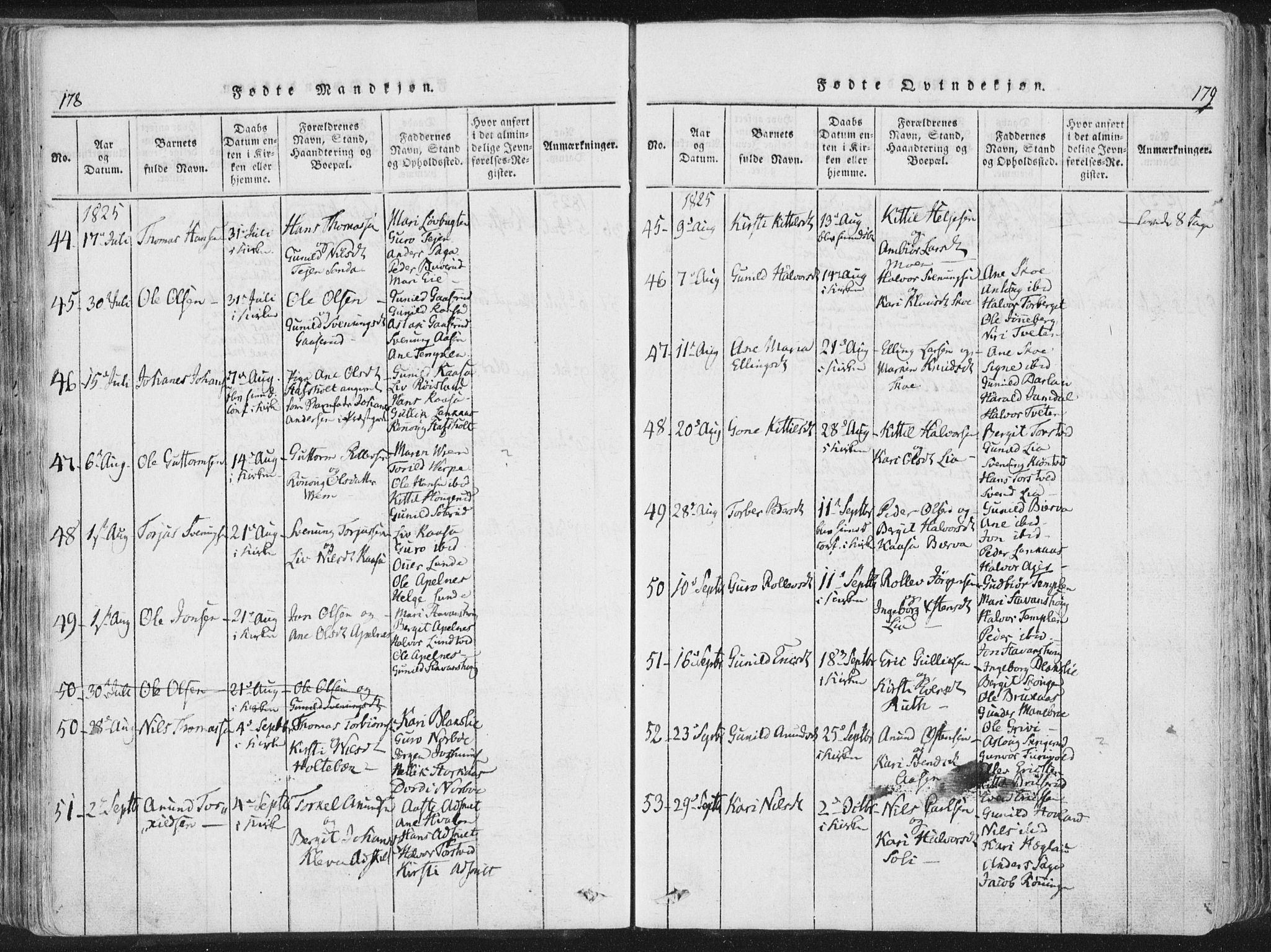 Bø kirkebøker, AV/SAKO-A-257/F/Fa/L0006: Parish register (official) no. 6, 1815-1831, p. 178-179