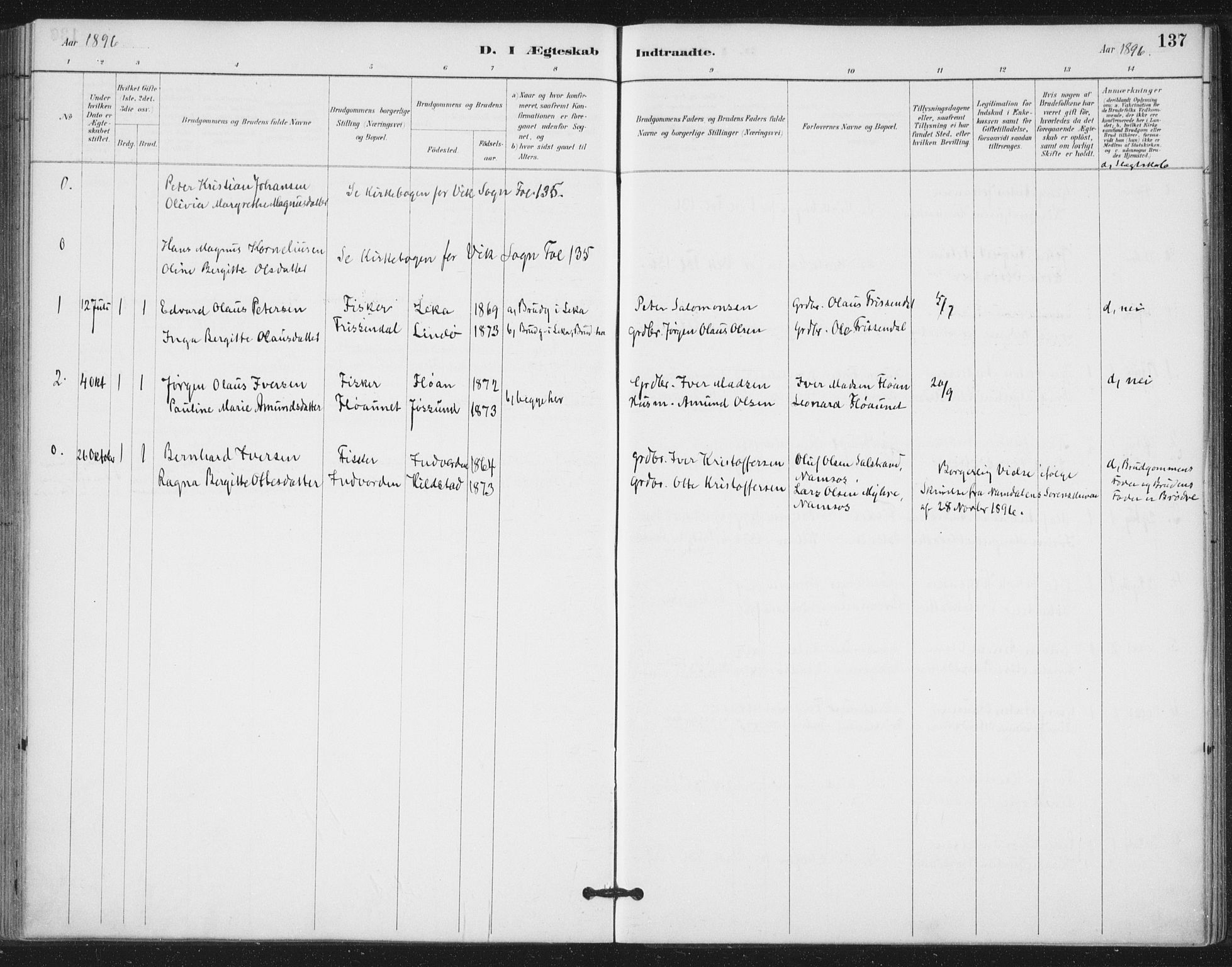 Ministerialprotokoller, klokkerbøker og fødselsregistre - Nord-Trøndelag, SAT/A-1458/772/L0603: Parish register (official) no. 772A01, 1885-1912, p. 137