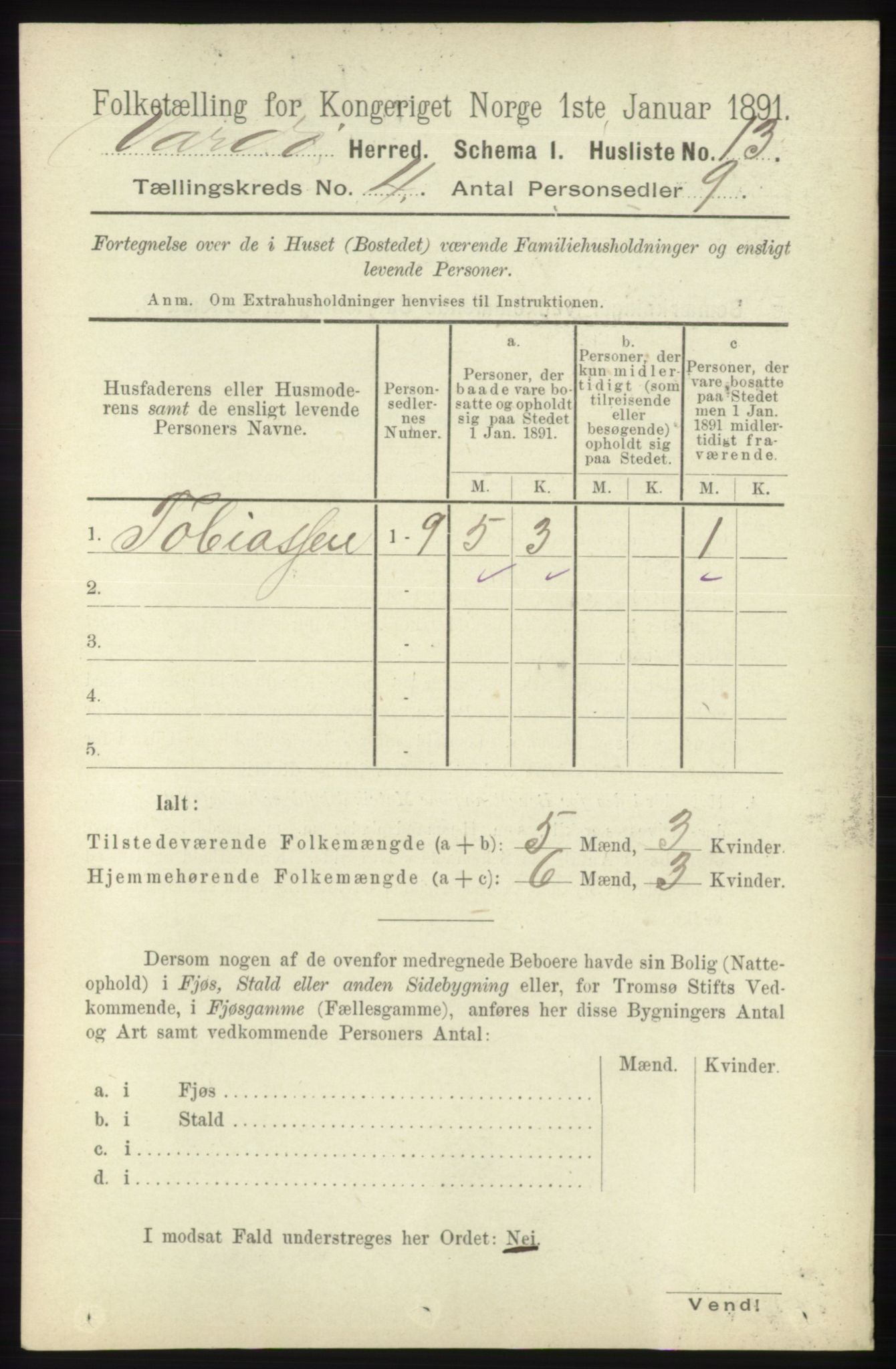 RA, 1891 census for 2028 Vardø, 1891, p. 1067