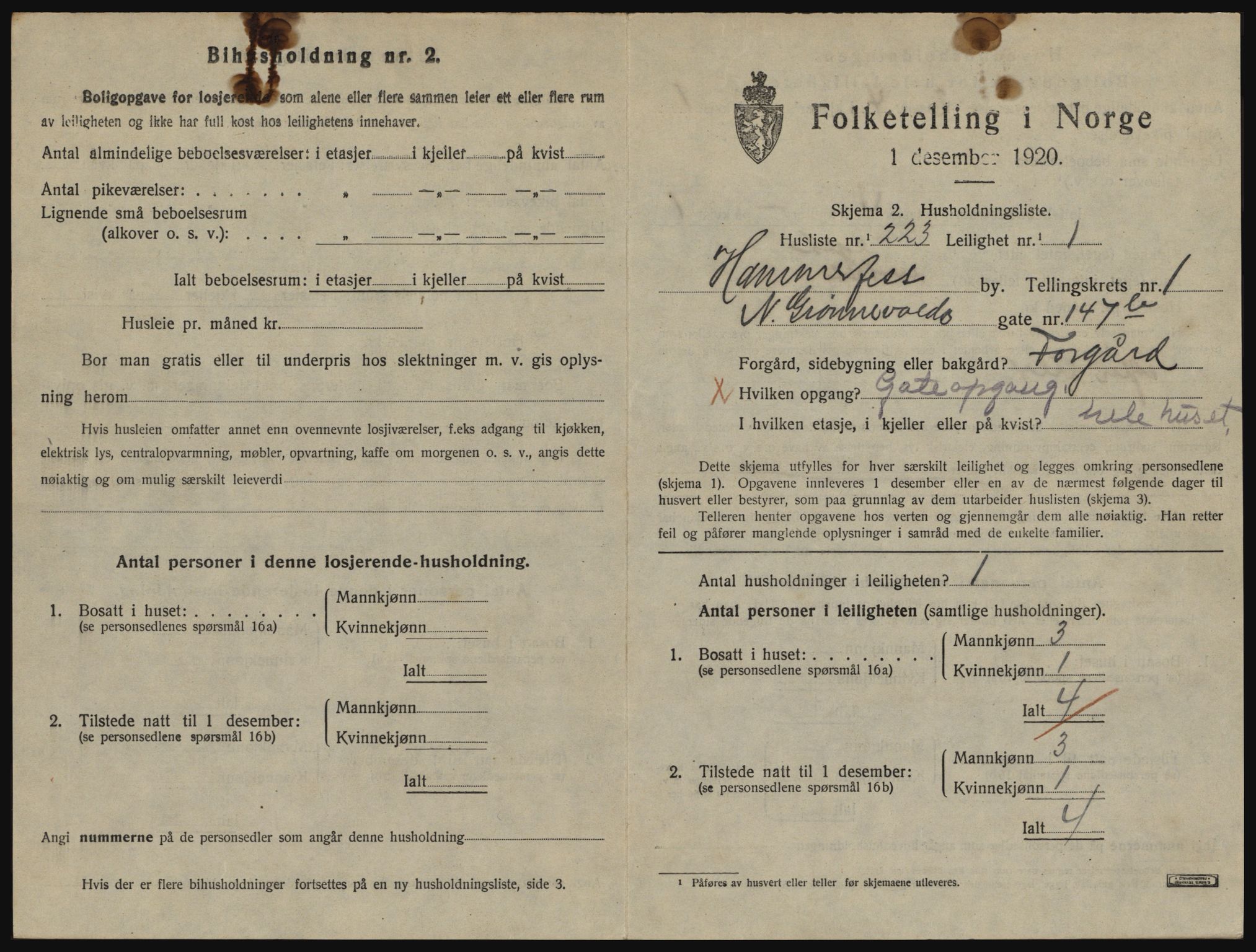 SATØ, 1920 census for Hammerfest, 1920, p. 1672