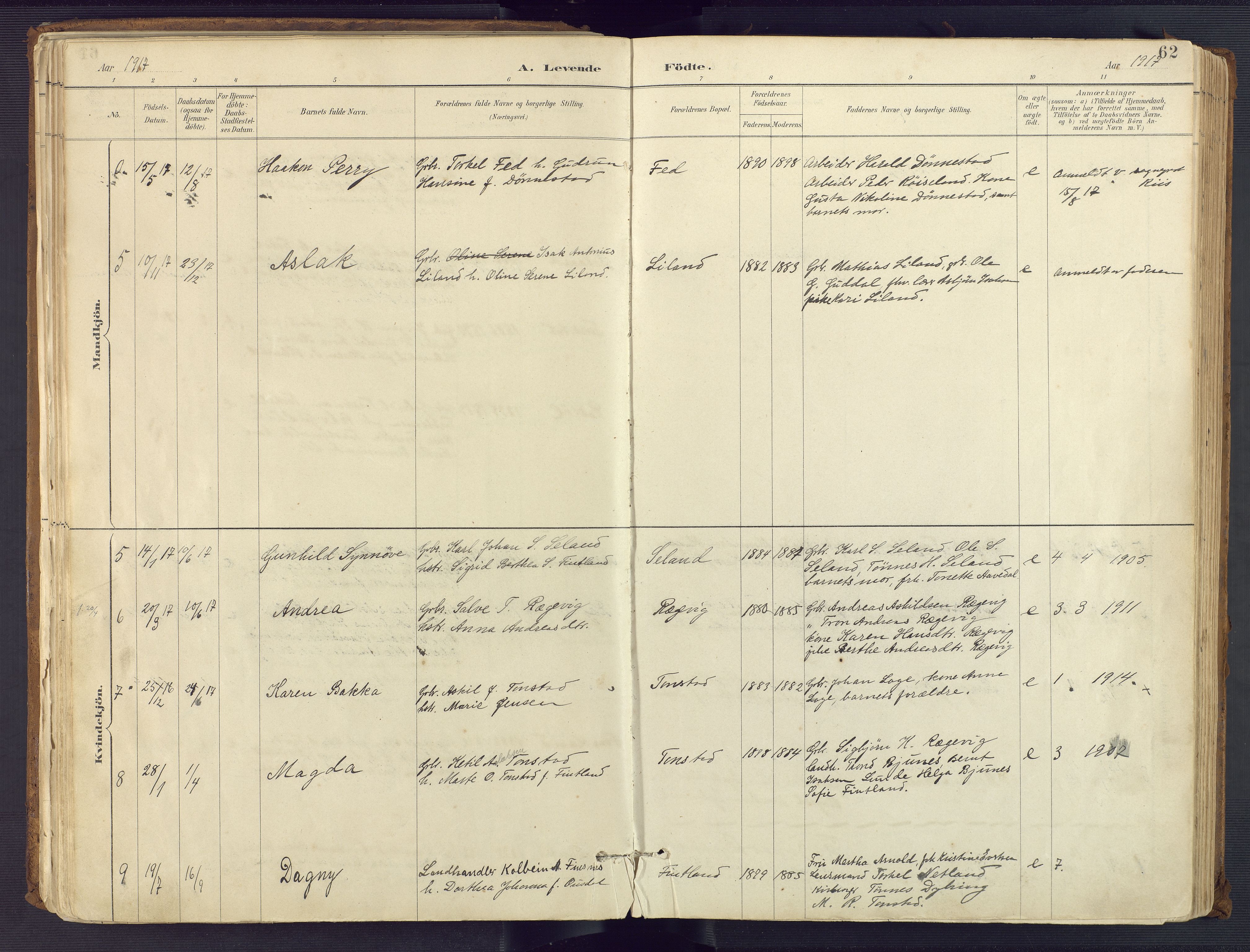 Sirdal sokneprestkontor, AV/SAK-1111-0036/F/Fa/Fab/L0004: Parish register (official) no. A 4, 1887-1919, p. 62