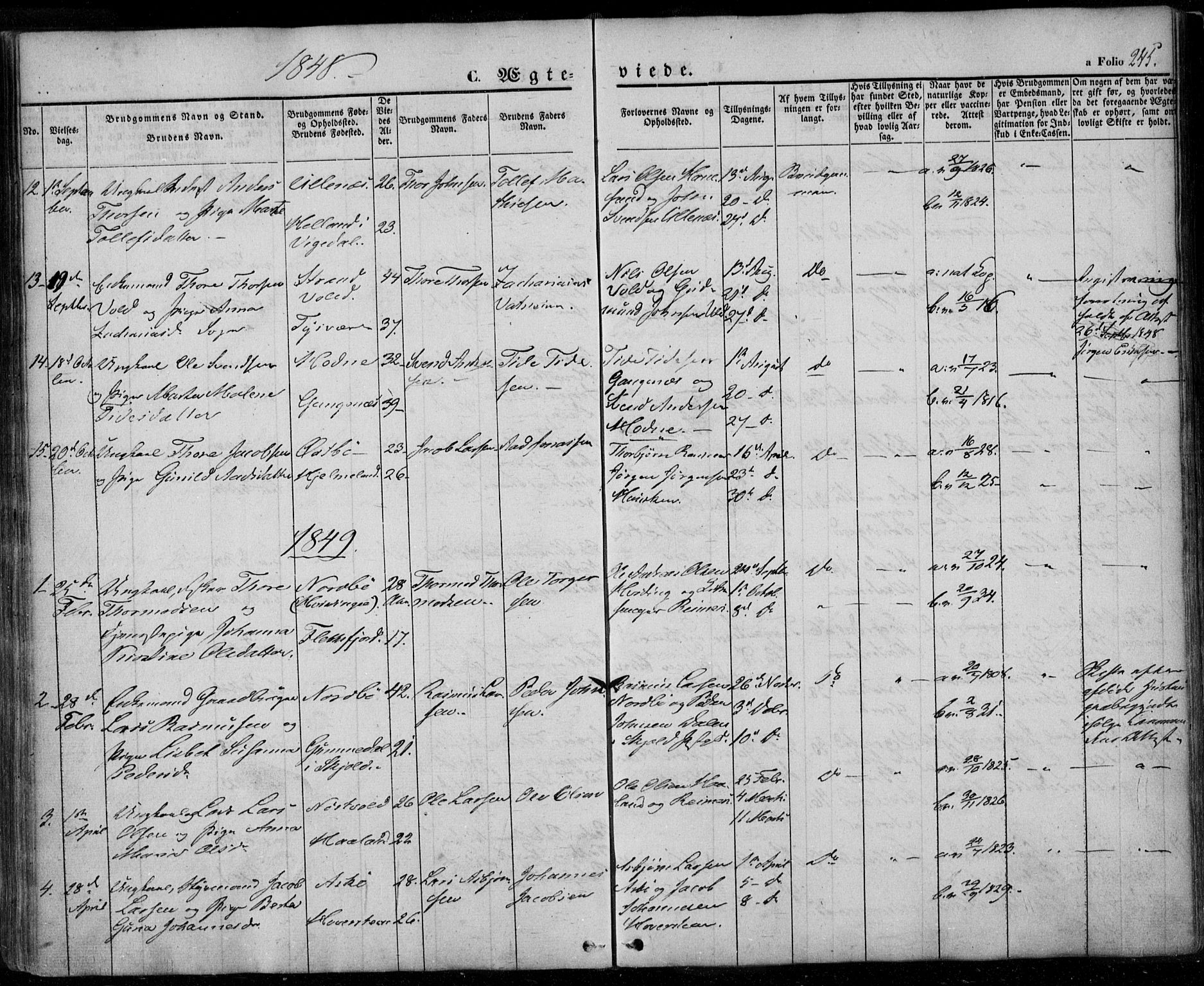 Rennesøy sokneprestkontor, SAST/A -101827/H/Ha/Haa/L0005: Parish register (official) no. A 5, 1838-1859, p. 245