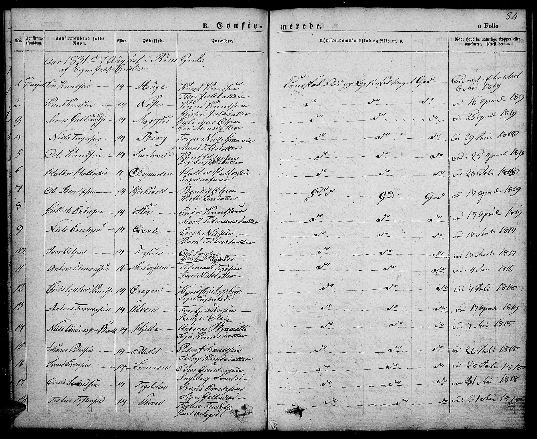 Slidre prestekontor, SAH/PREST-134/H/Ha/Haa/L0003: Parish register (official) no. 3, 1831-1843, p. 84