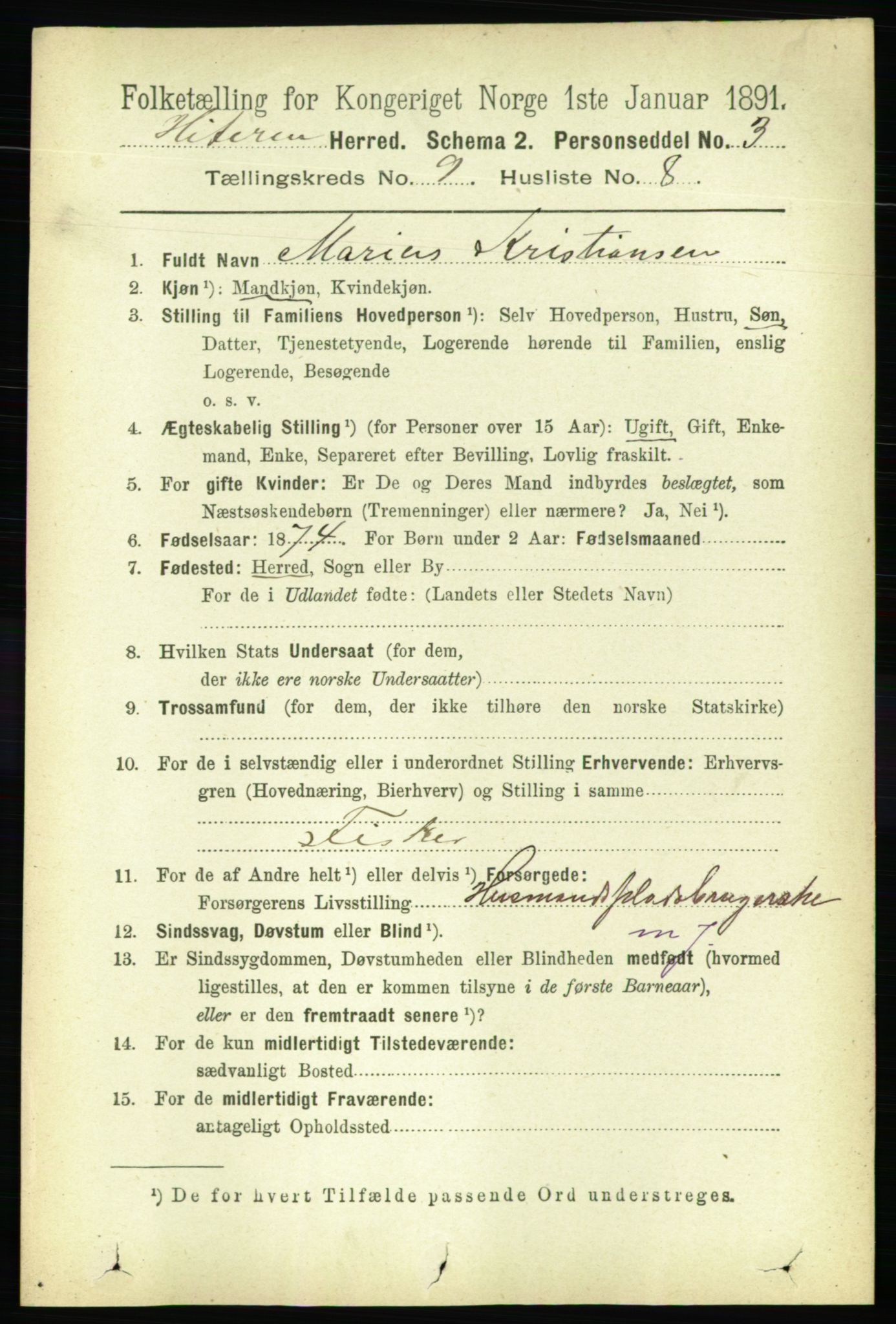 RA, 1891 census for 1617 Hitra, 1891, p. 1816