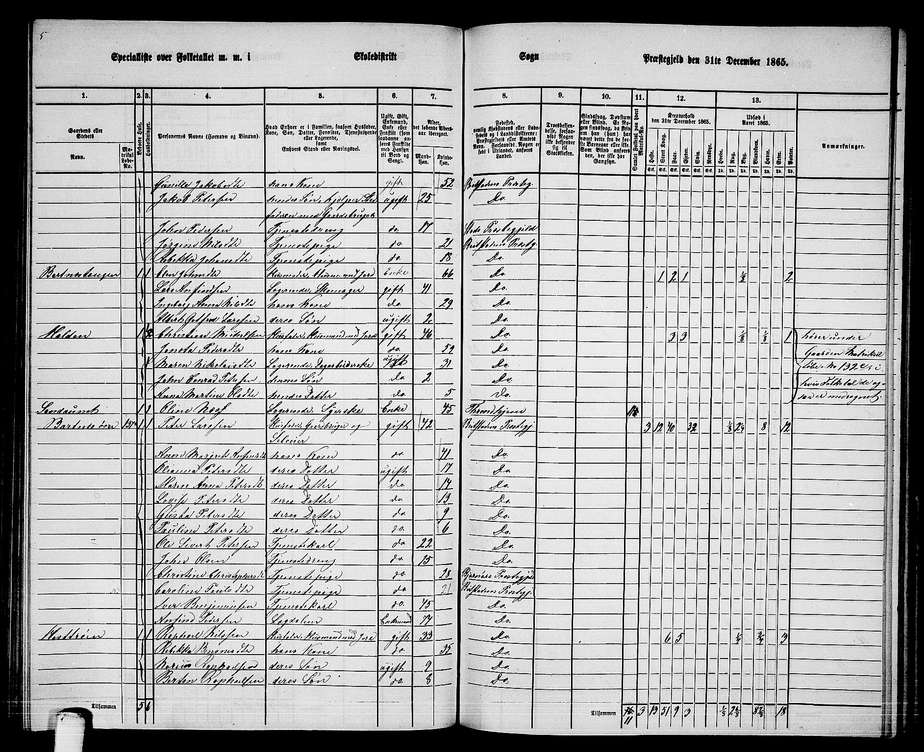 RA, 1865 census for Beitstad, 1865, p. 121