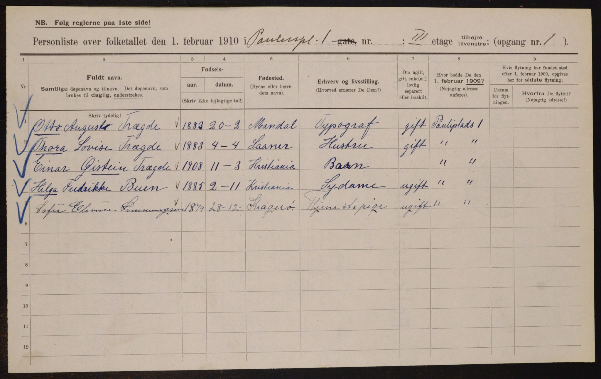 OBA, Municipal Census 1910 for Kristiania, 1910, p. 75500